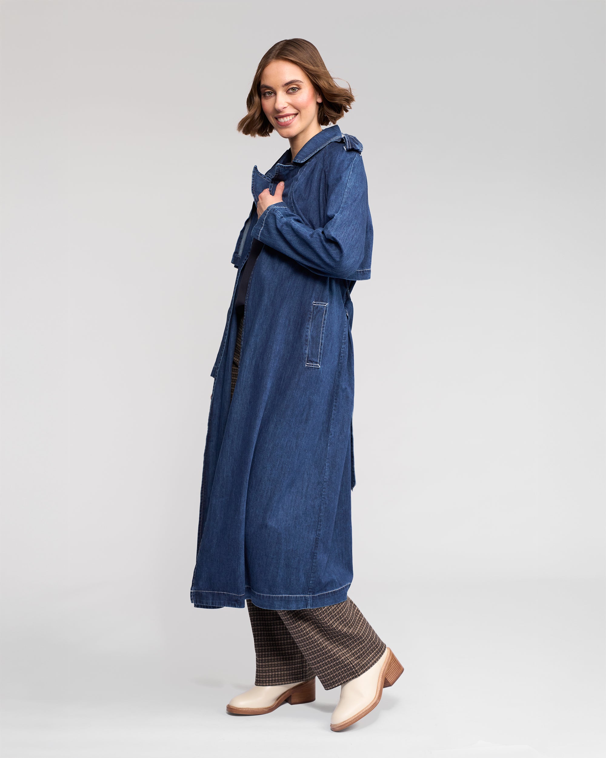 Vassalli Galaxy Denim Trench - Dark Blue