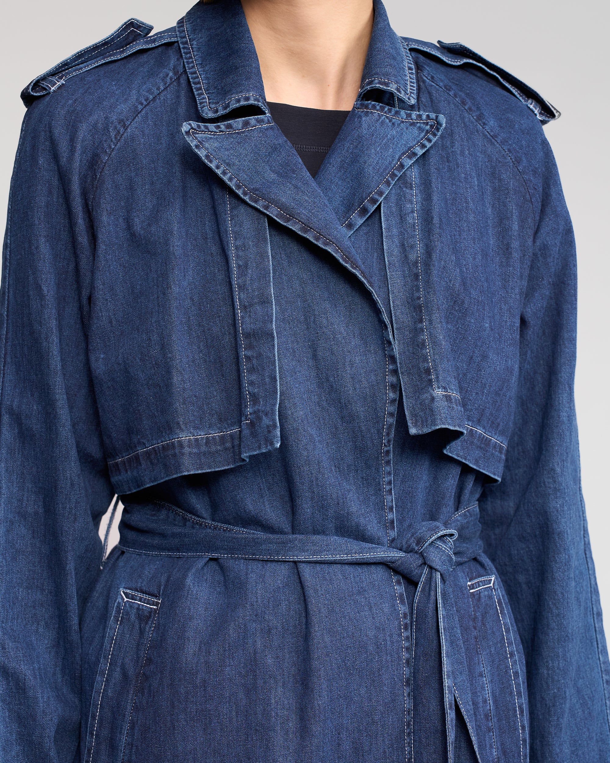 Vassalli Galaxy Denim Trench - Dark Blue