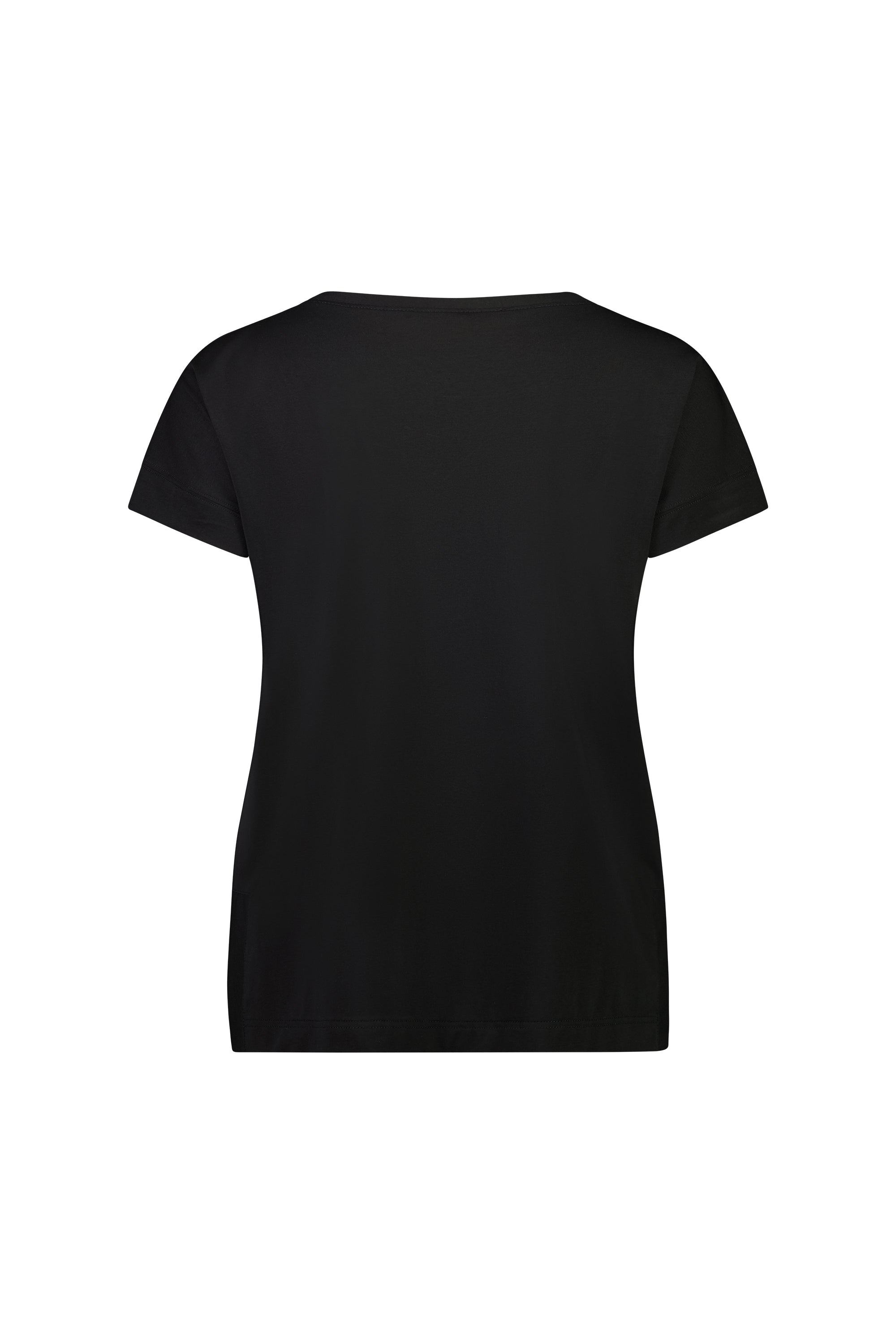 Vassalli Drop Sleeve Top with Stepped Hem - Black