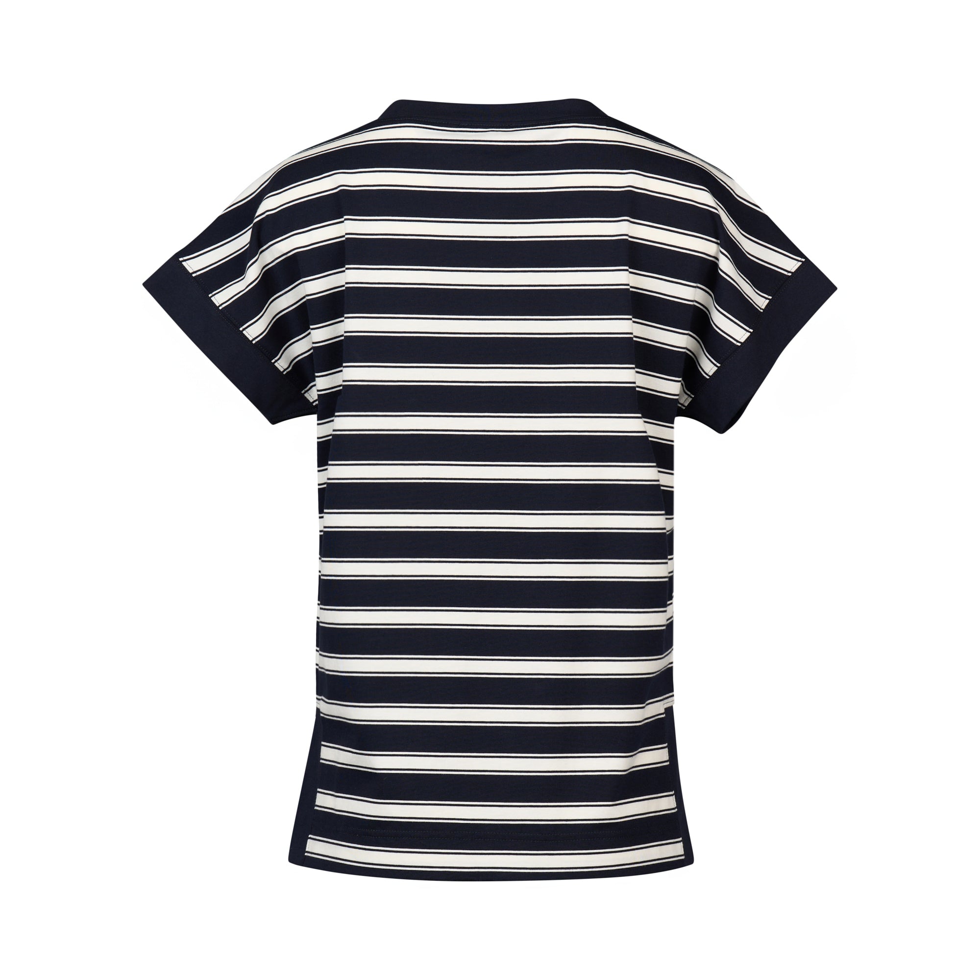 Vassalli Drop Sleeve Top with Stepped Hem - Ink Stripe