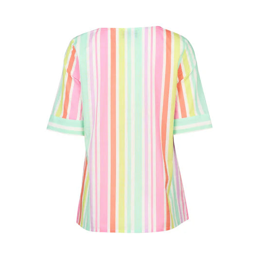 Vassalli Stripe Round Neck Top - Cabana