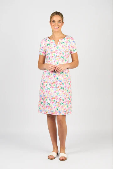 Vassalli Short Sleeve Printed Fitted Dress - Porto