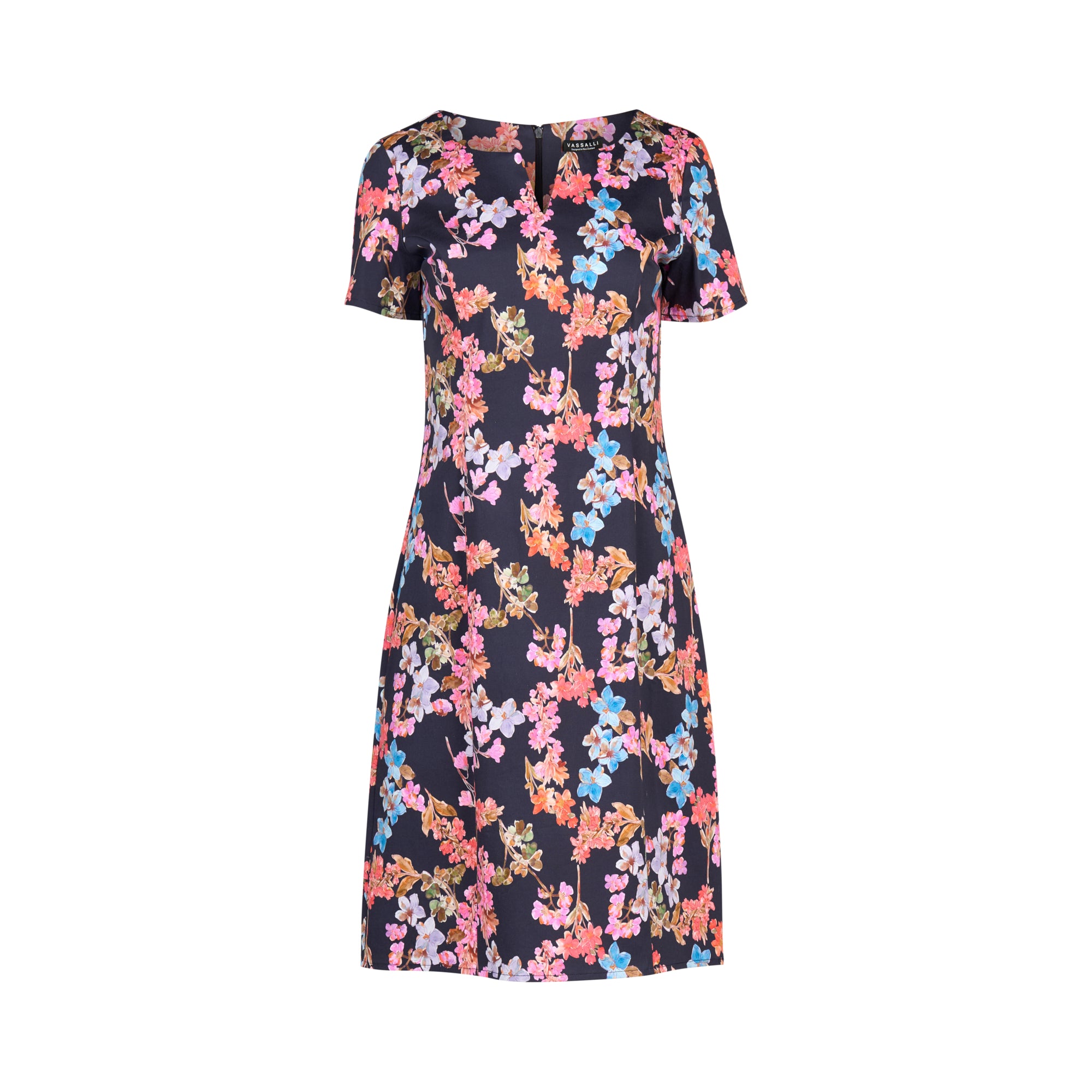 Vassalli Short Sleeve Printed Fitted Dress - Willa