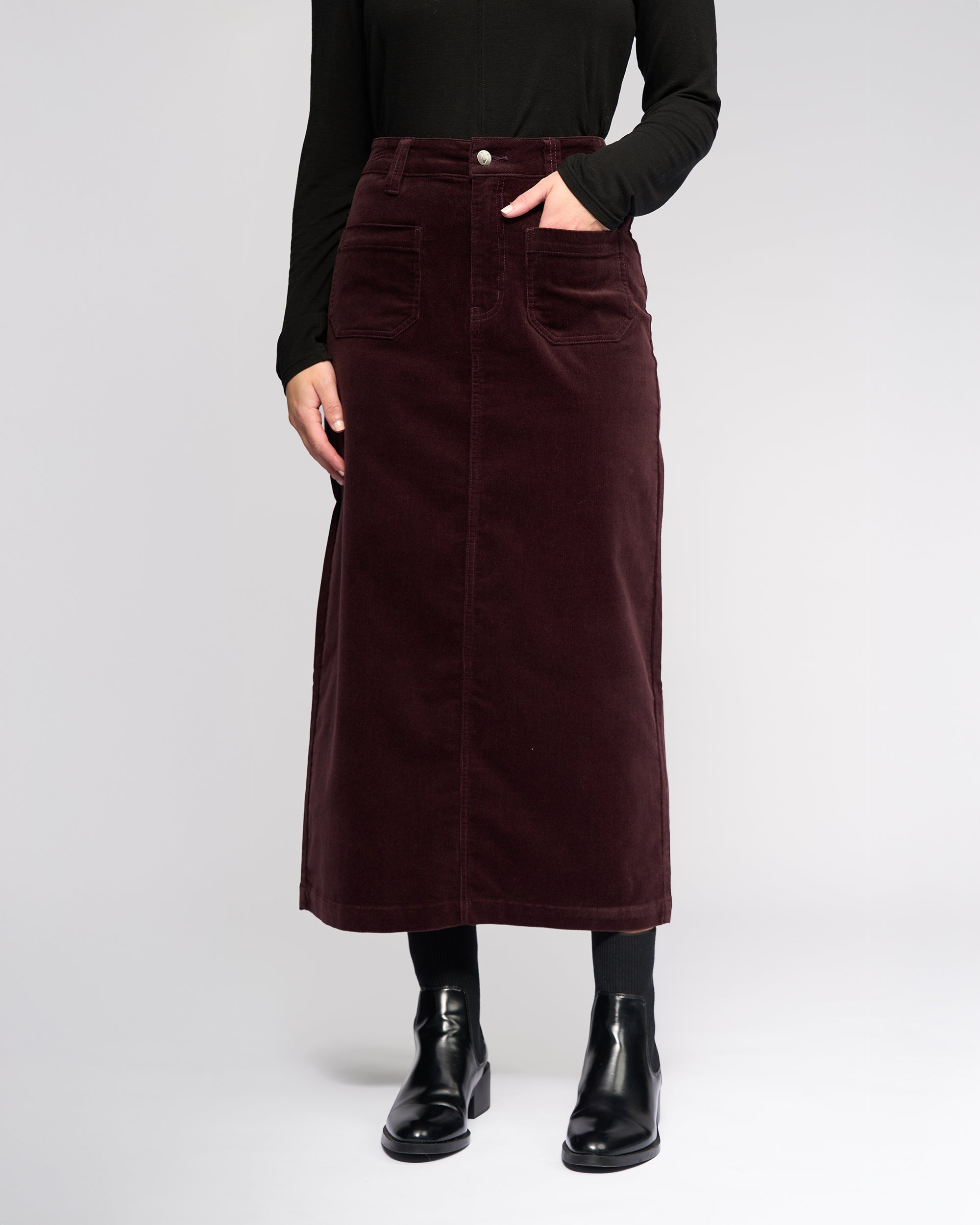 Vassalli Lane Cord Skirt - Merlot