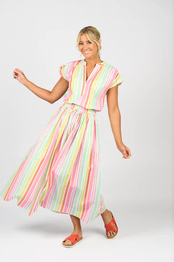 Vassalli Elastic Waist Maxi Skirt - Cabana