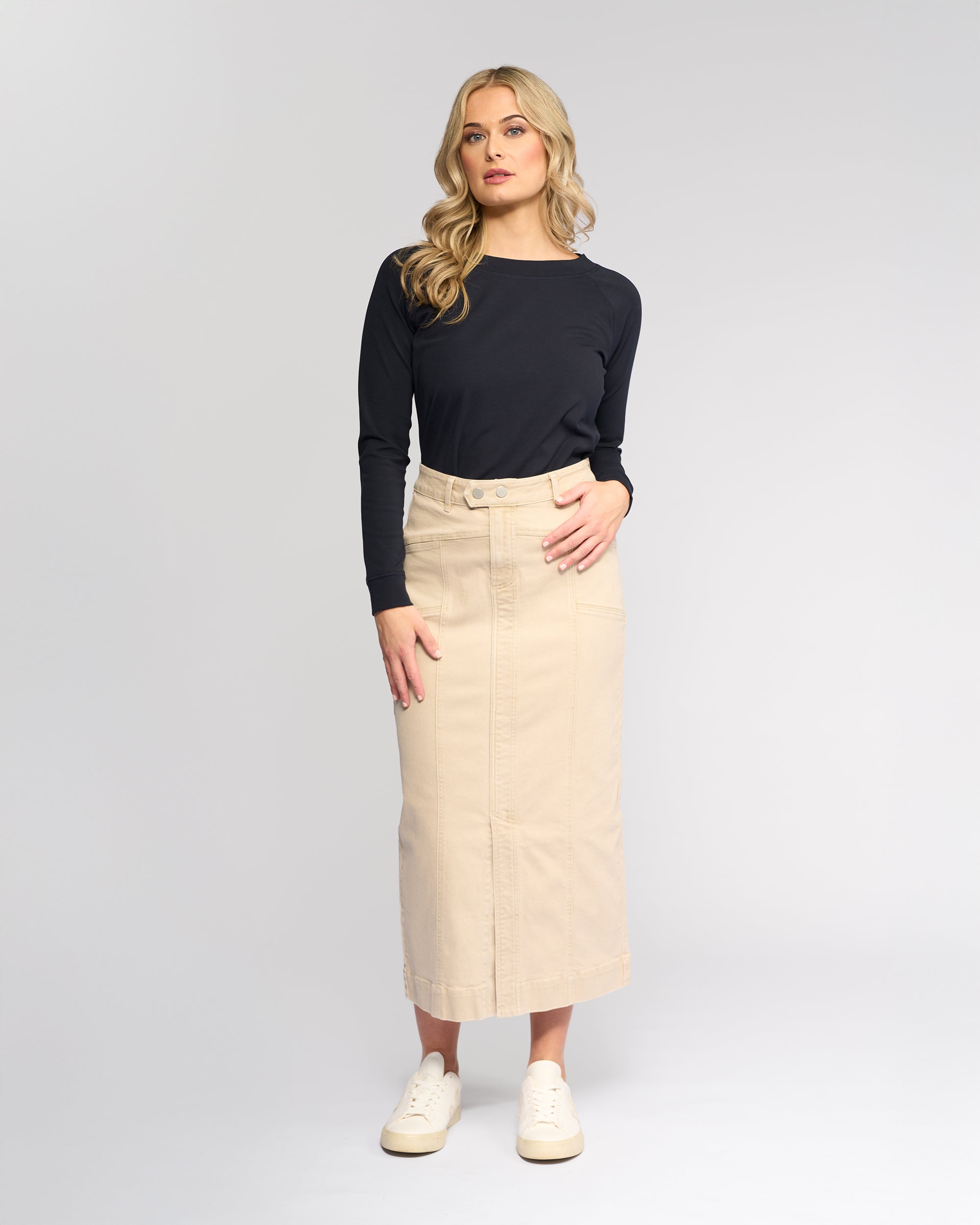 Vassalli Rook Skirt - Oat Denim