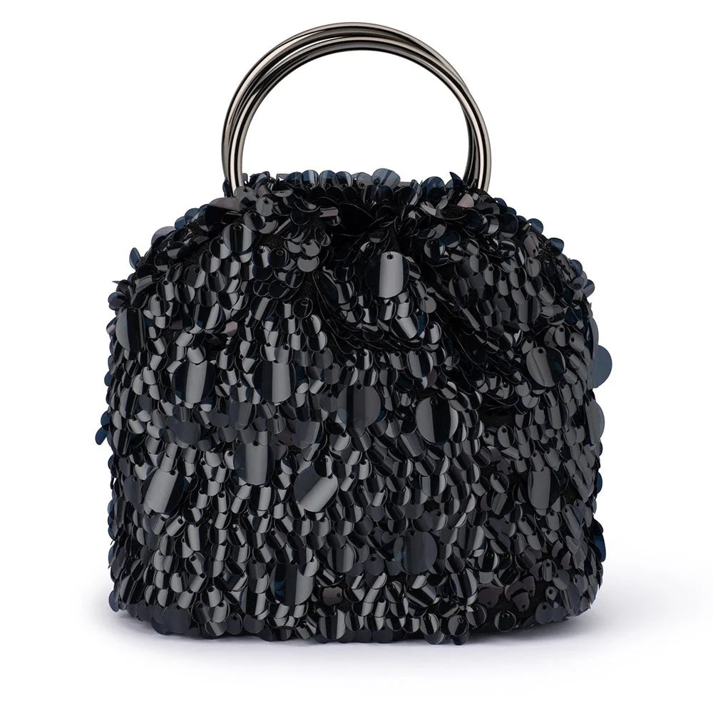 Olga Berg VERA Sequin Top Handle - Black