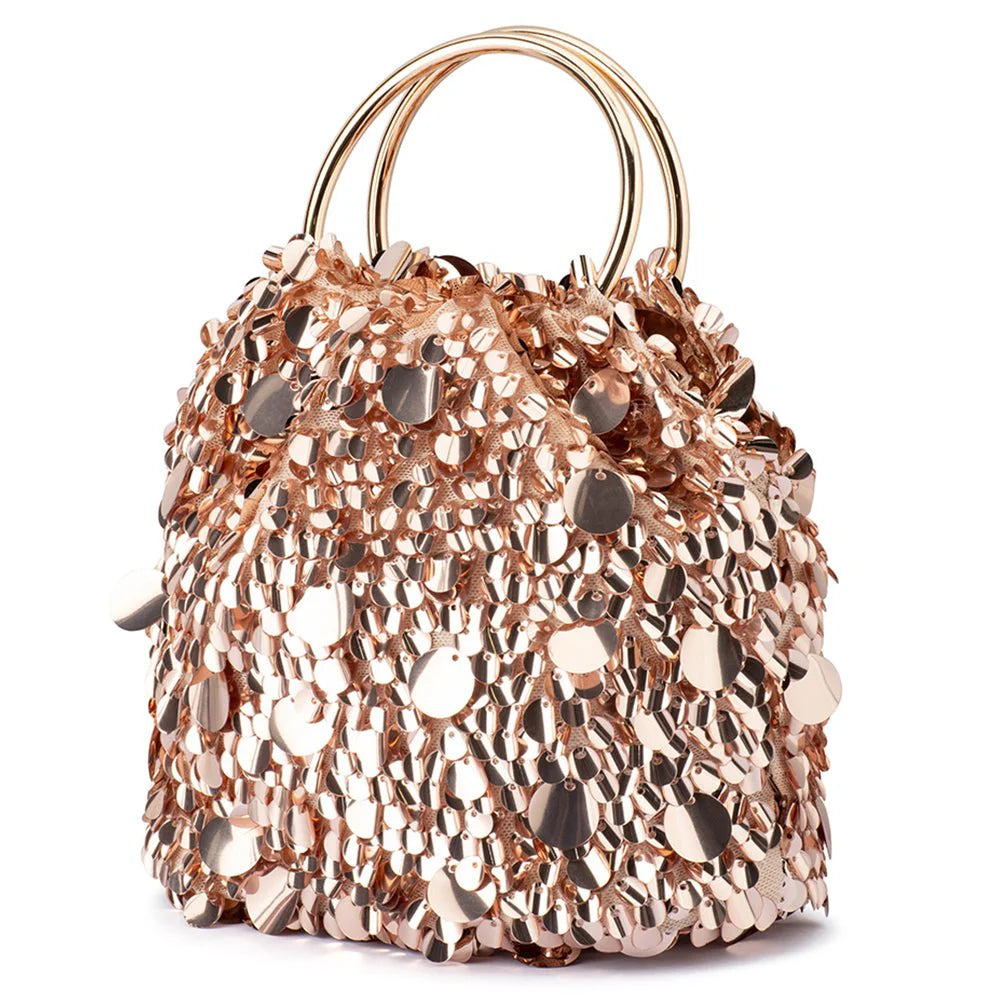 Olga Berg VERA Sequin Top Handle - Blush