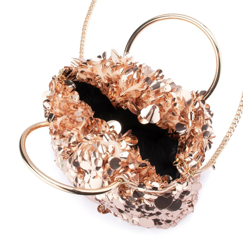 Olga Berg VERA Sequin Top Handle - Blush