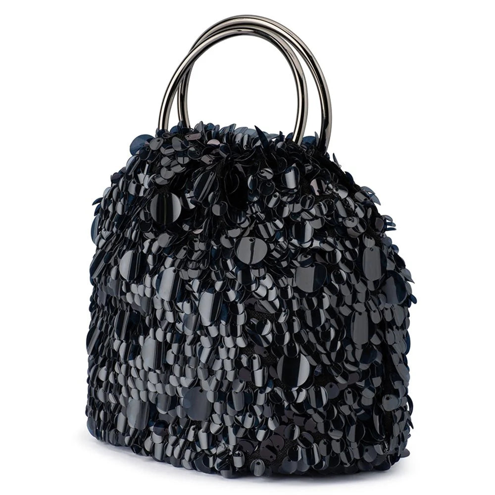 Olga Berg VERA Sequin Top Handle - Black