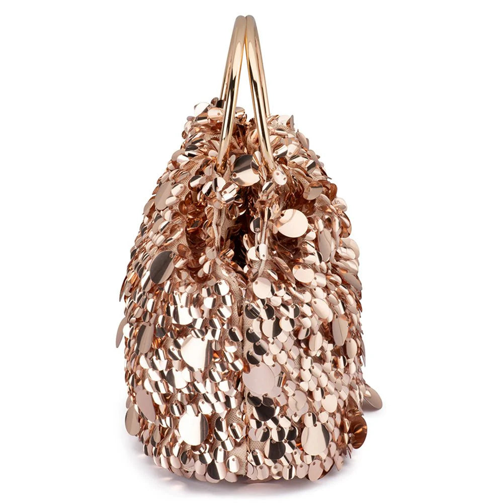 Olga Berg VERA Sequin Top Handle - Blush