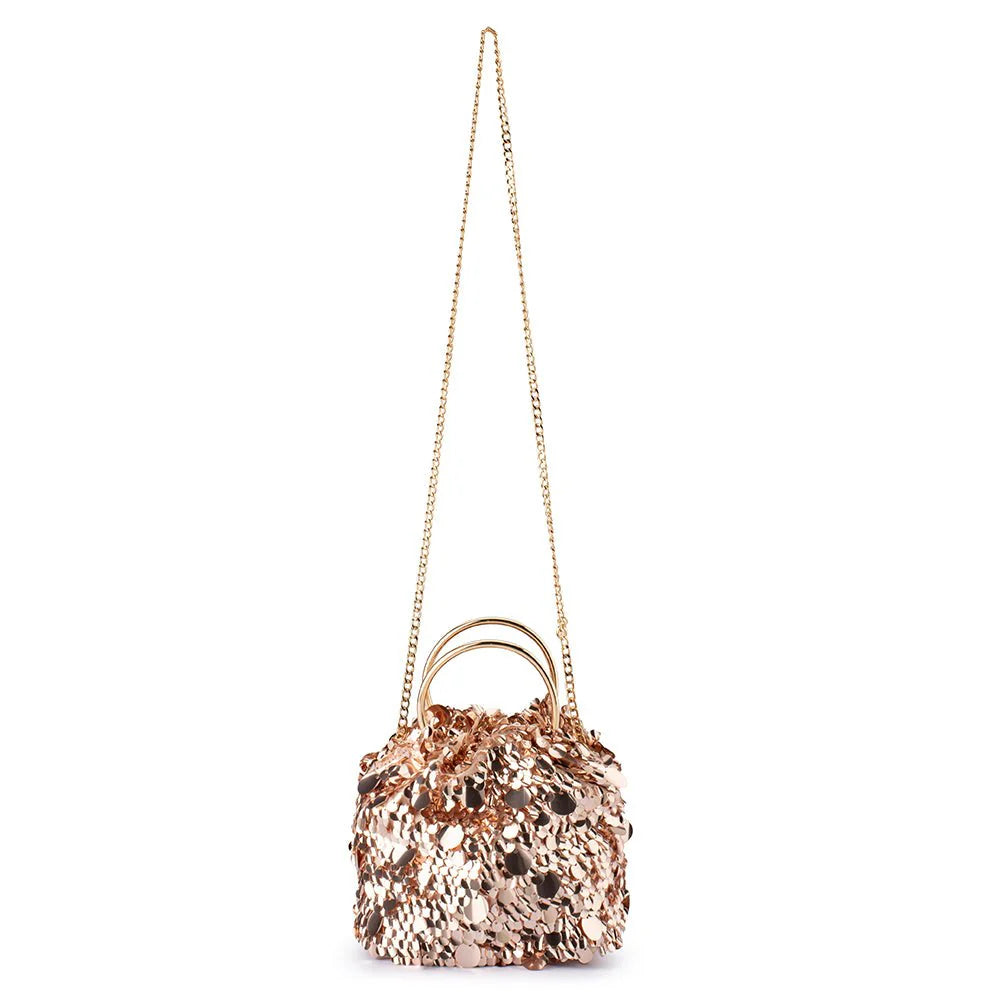 Olga Berg VERA Sequin Top Handle - Blush