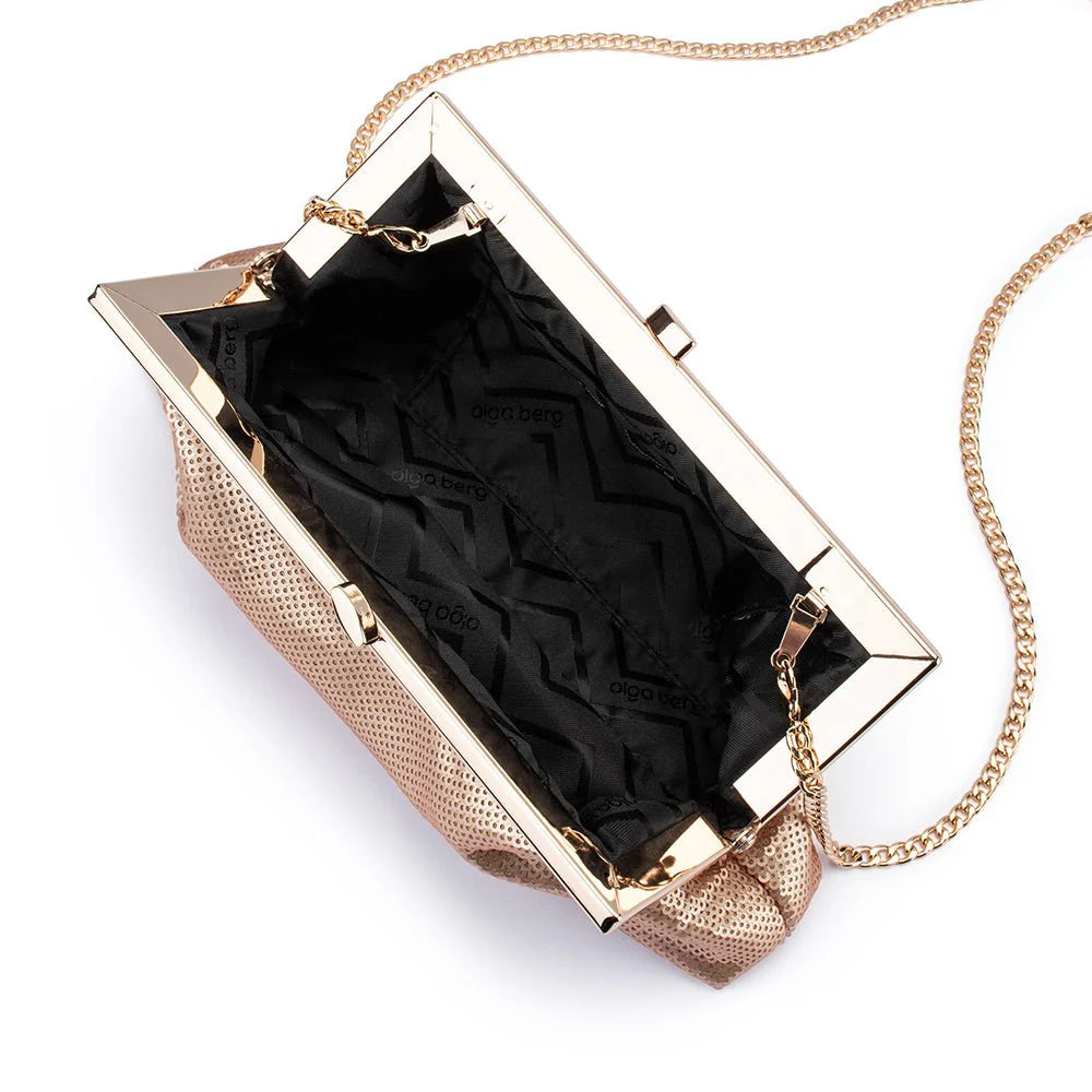 Olga Berg Zephyr Sequin Clutch - Blush