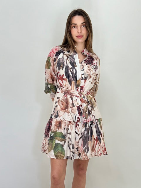 Lorraine Tropical Bloom Tiered Short Dress