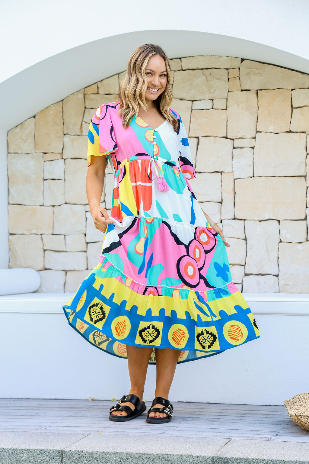 Joop & Gypsy Vibrant Abstract Midi Dress