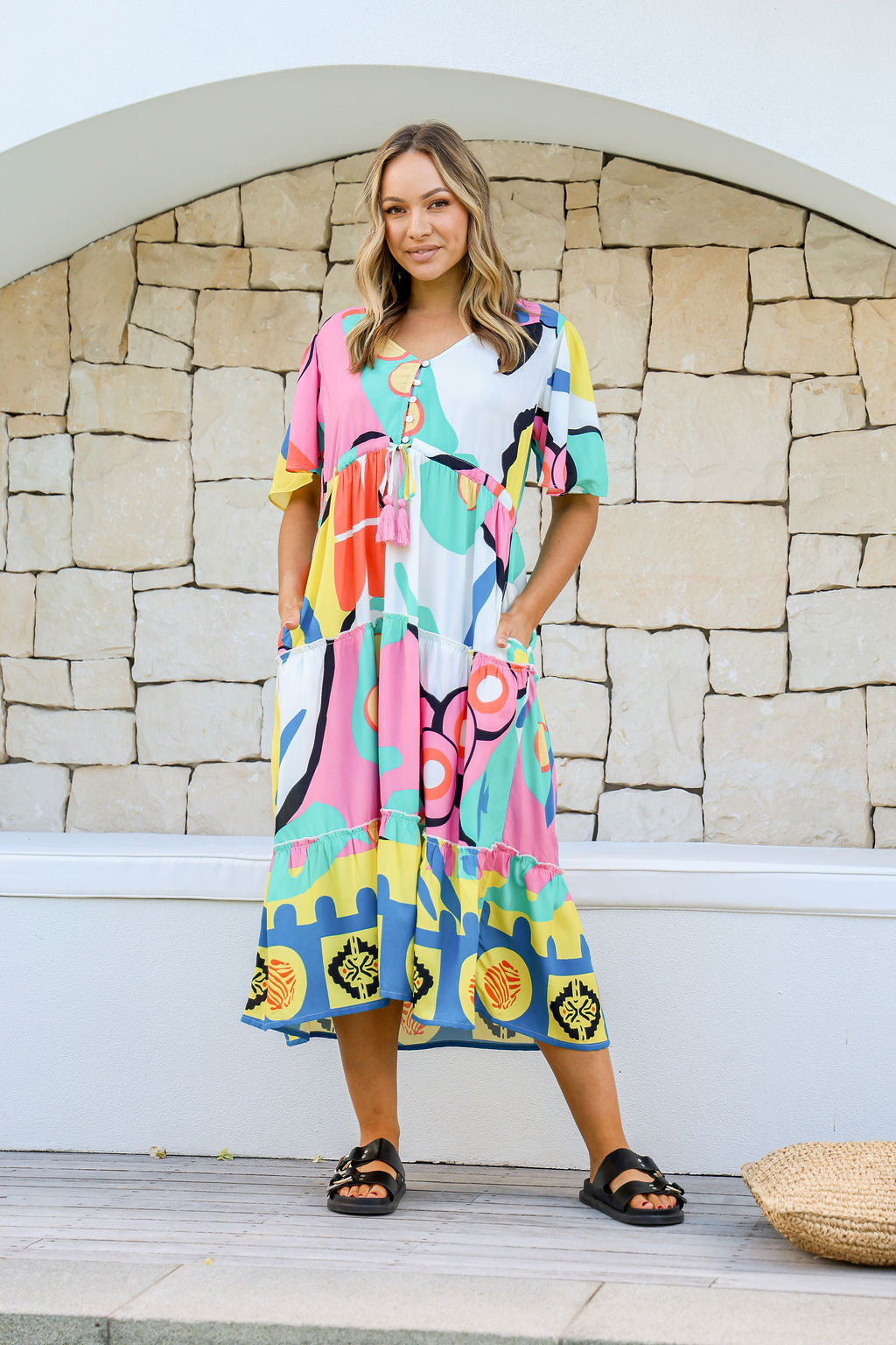 Joop & Gypsy Vibrant Abstract Midi Dress