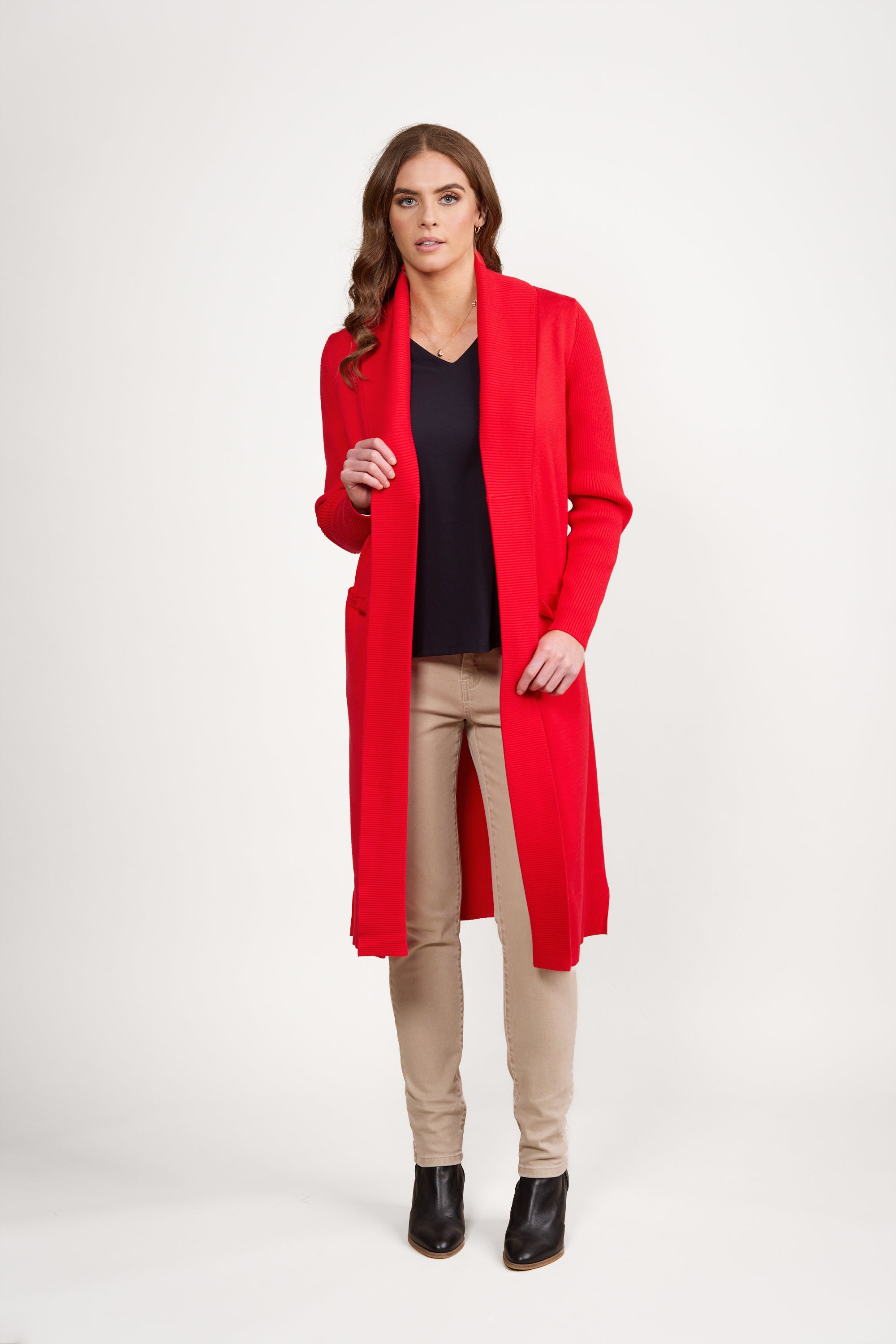 Vassalli Open Longline Cardi with Pockets - Fiesta