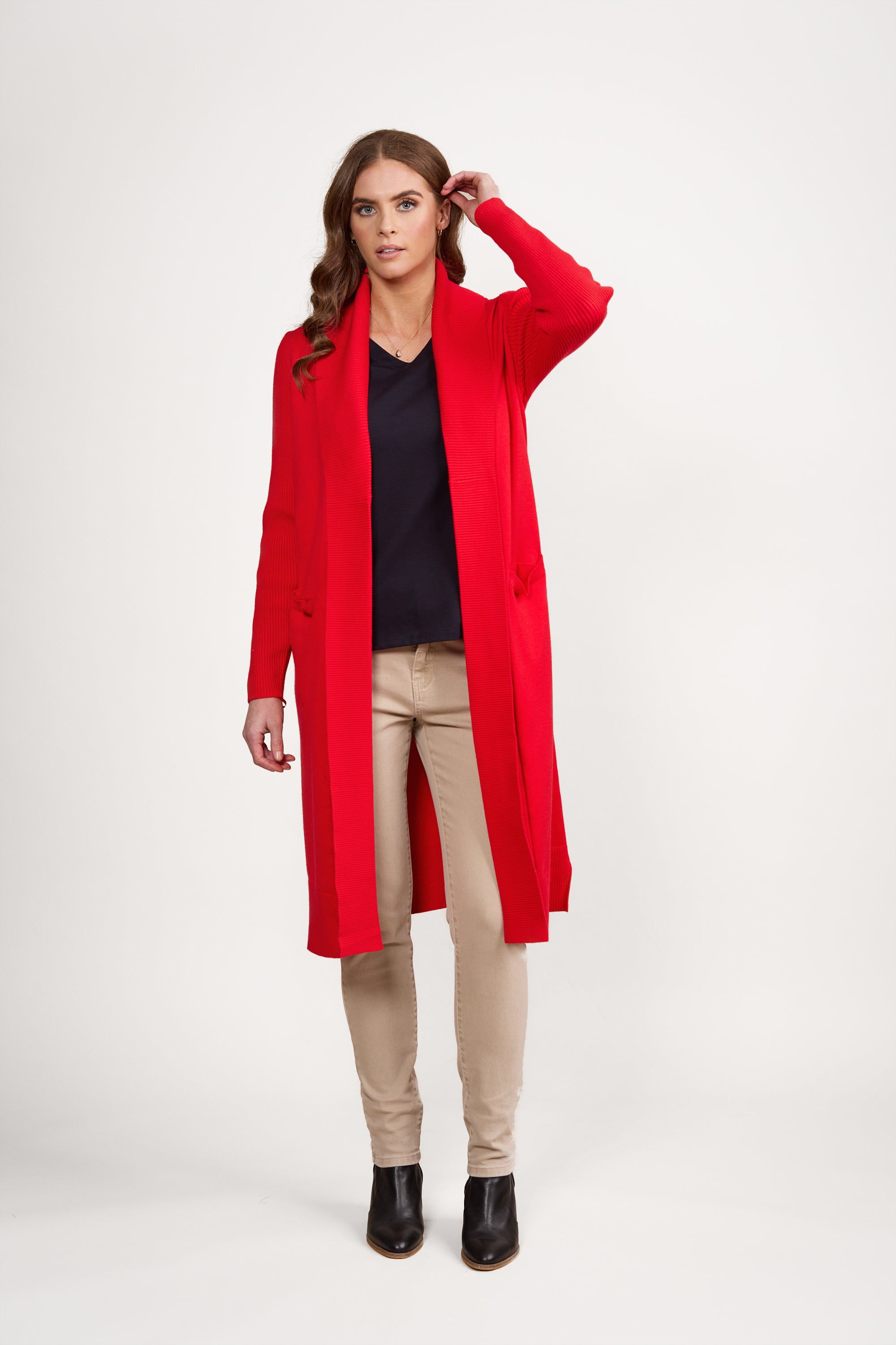 Vassalli Open Longline Cardi with Pockets - Fiesta