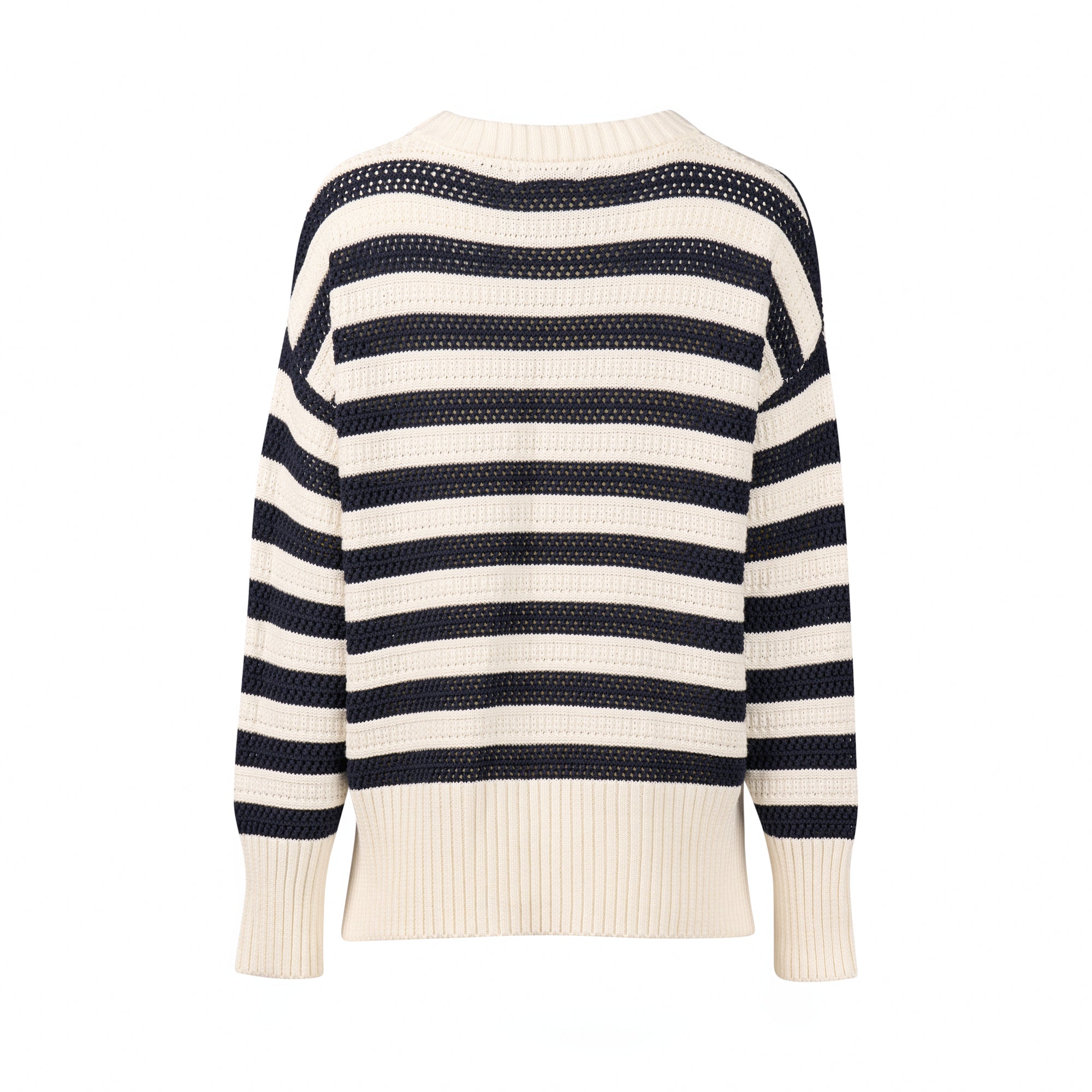 Vassalli Round Neck Relaxed Jumper - Off White/Ink