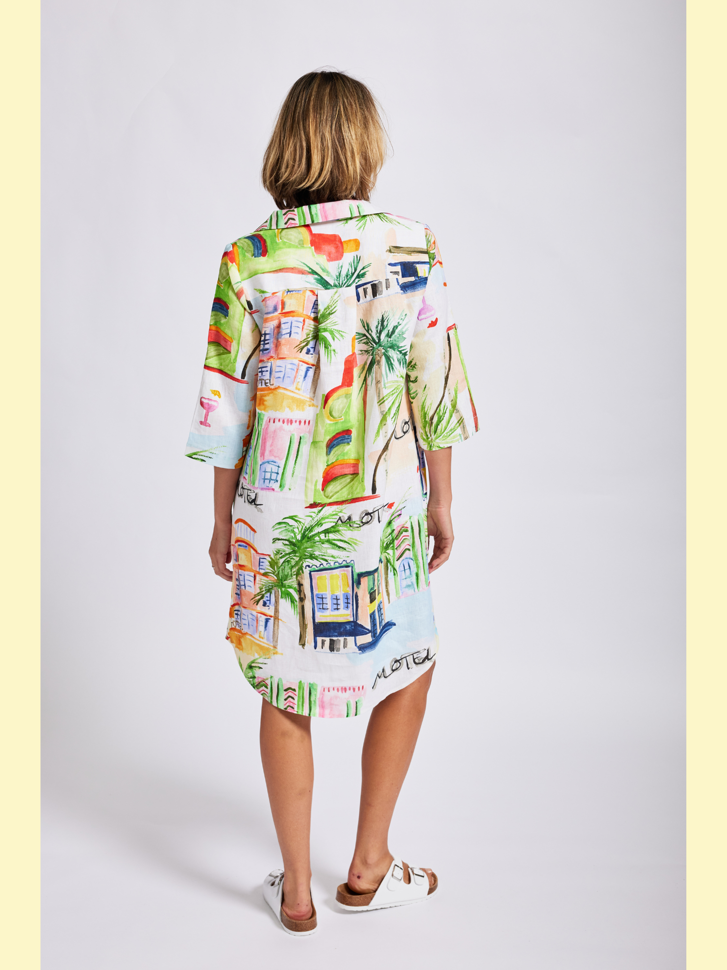 Wear Colour 3/4 Sleeve Shirtmaker Dress - Motel Print