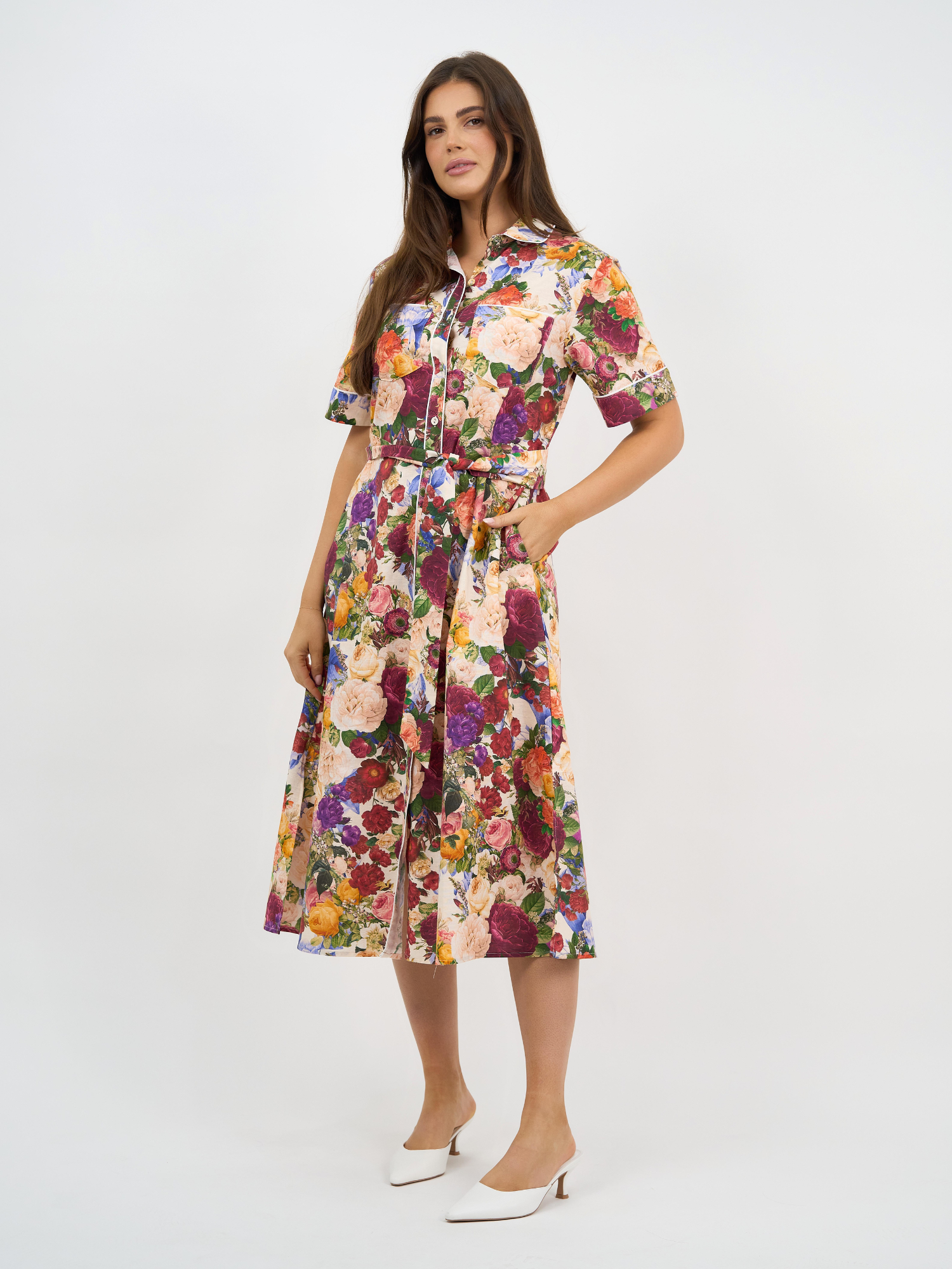 Liberty Rose Bloom Floral Belted Shirt Dress