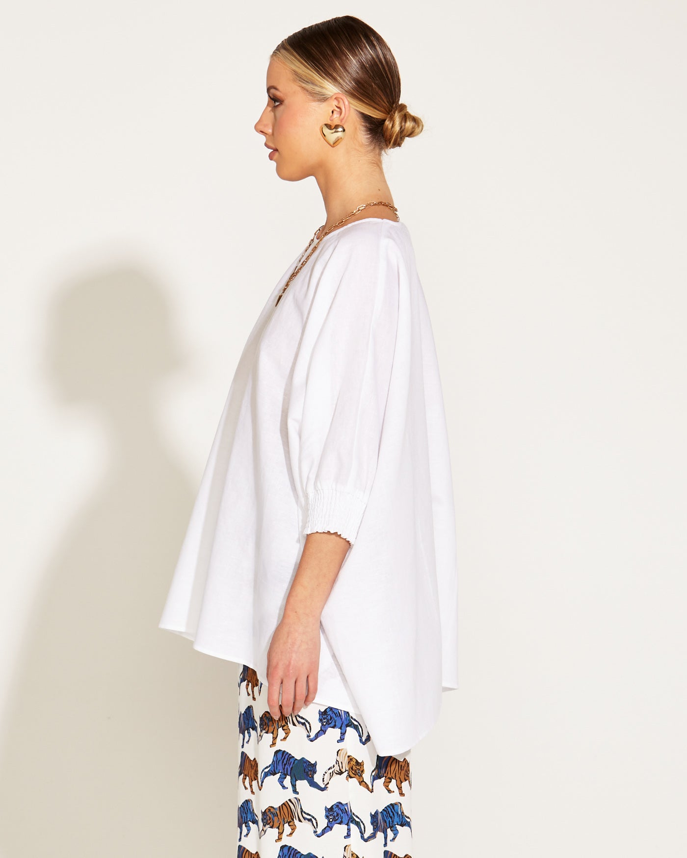 Fate+Becker A Walk In The Park Linen Oversized Batwing Top - White