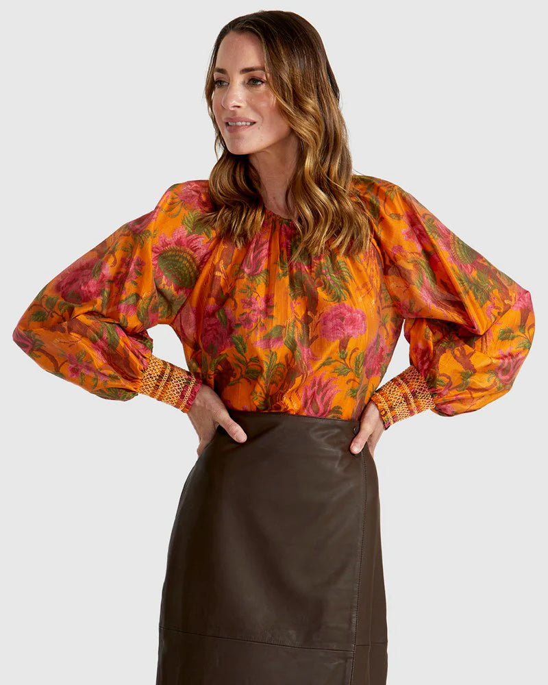 Fate+Becker Panama Top - Orange Floral