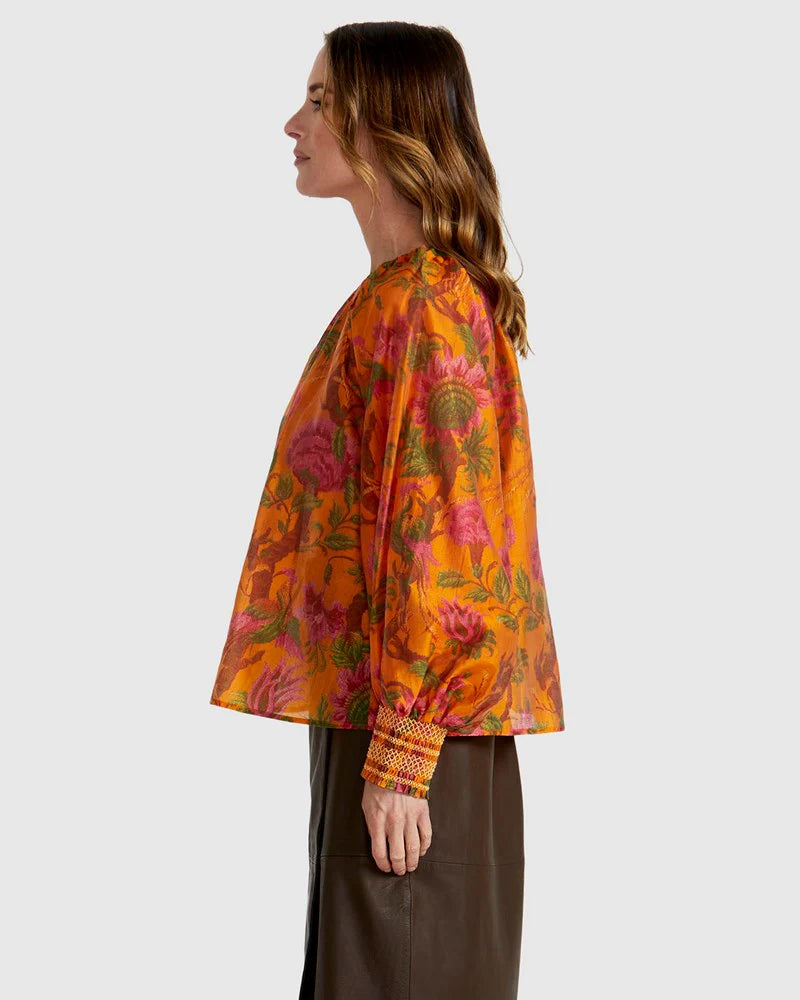 Fate+Becker Panama Top - Orange Floral