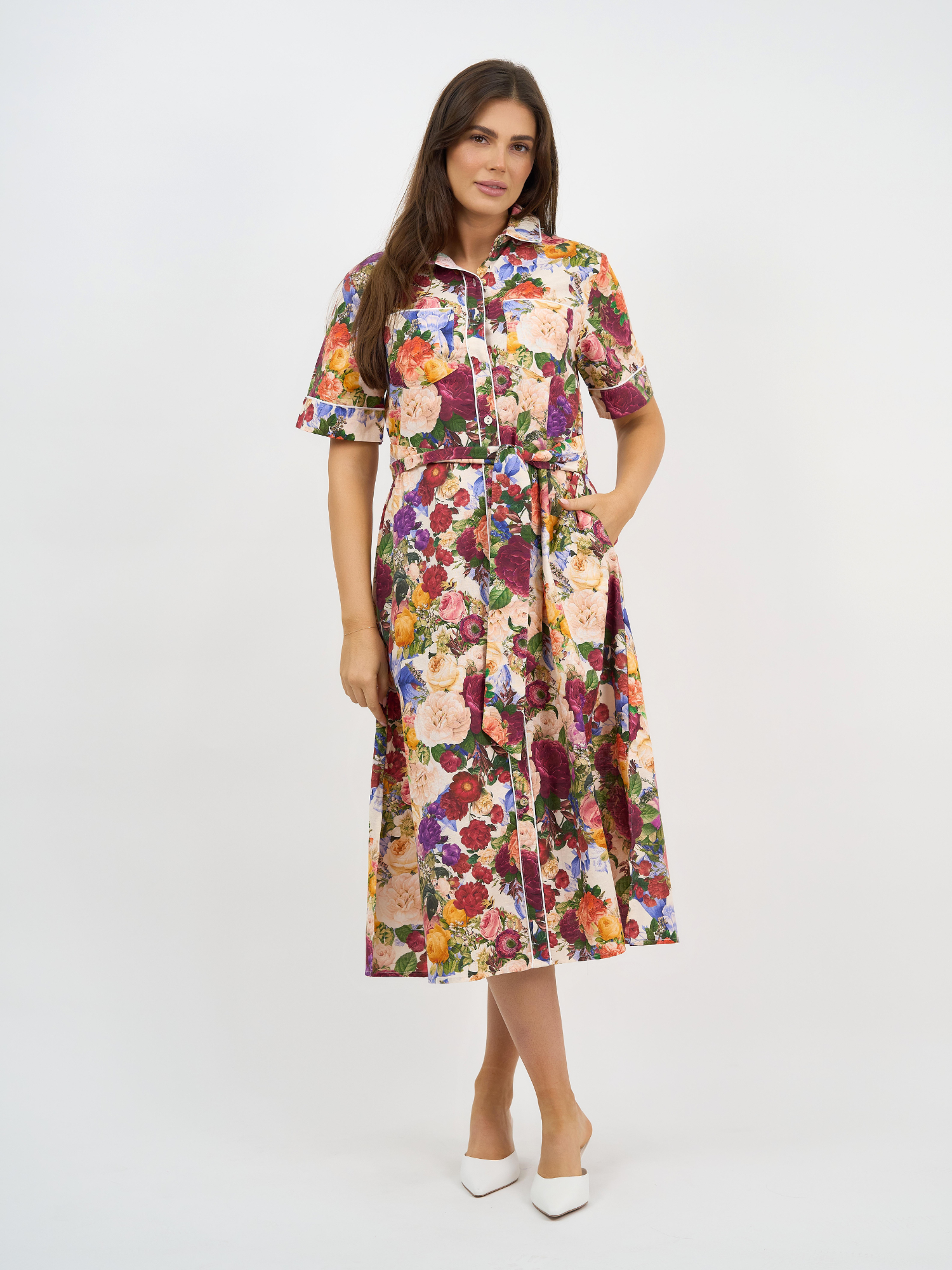 Liberty Rose Bloom Floral Belted Shirt Dress