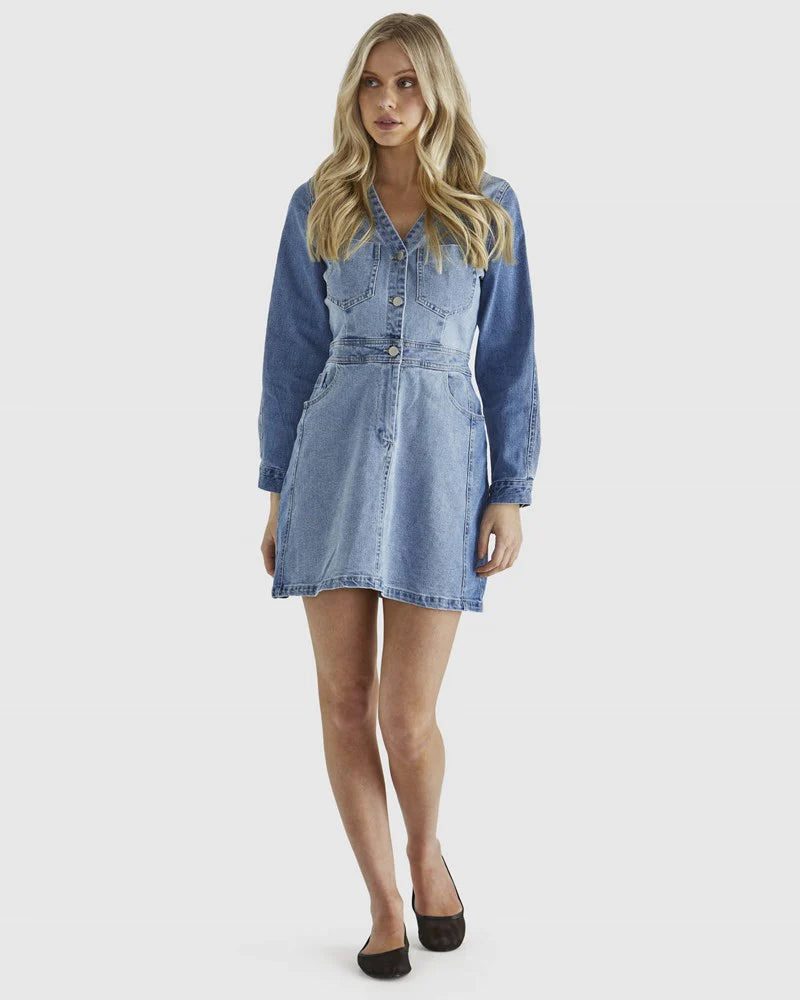 Sass Rylie Dress - Mixed Denim