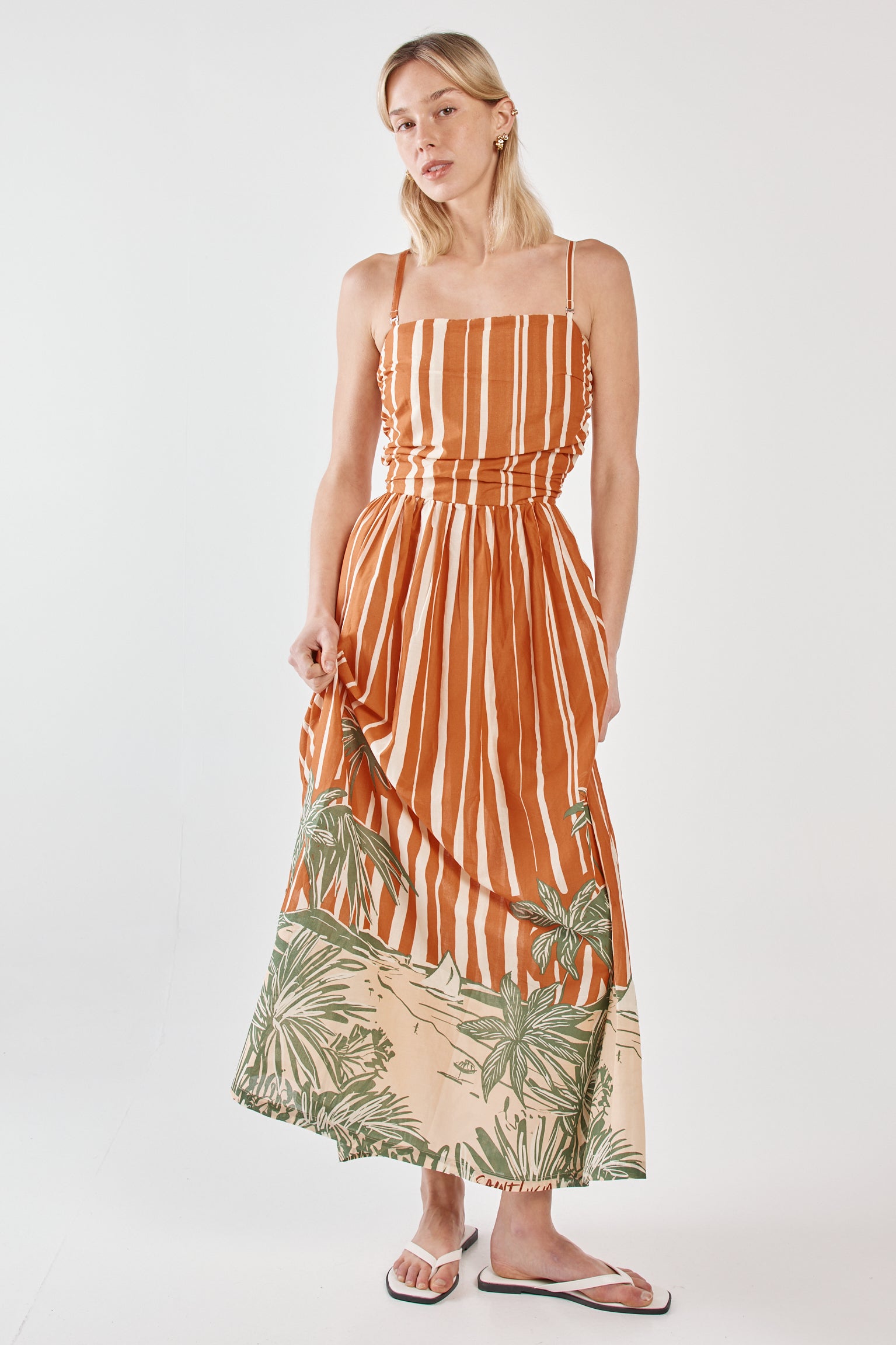 Sass Mina Strapless Dress - Palm Stripe