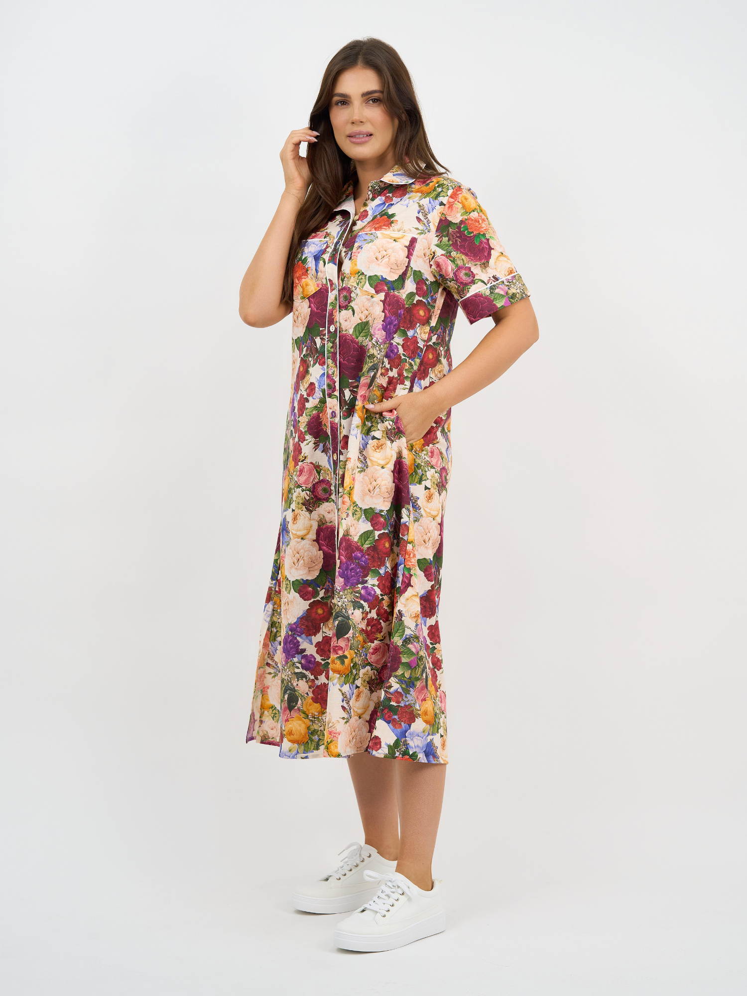 Liberty Rose Bloom Floral Belted Shirt Dress