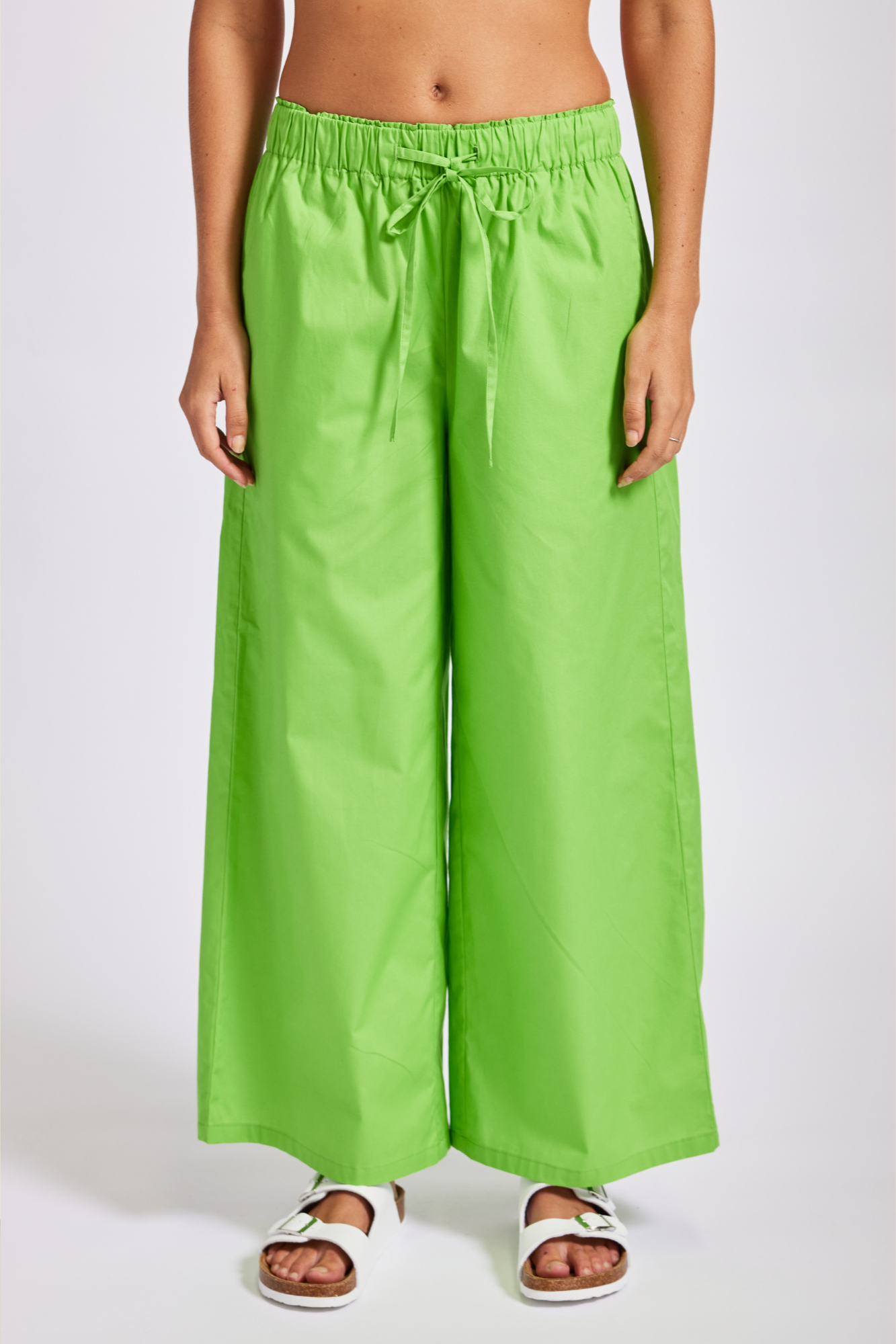 Wear Colour Wide Leg Drawstring Pant - Key Lime