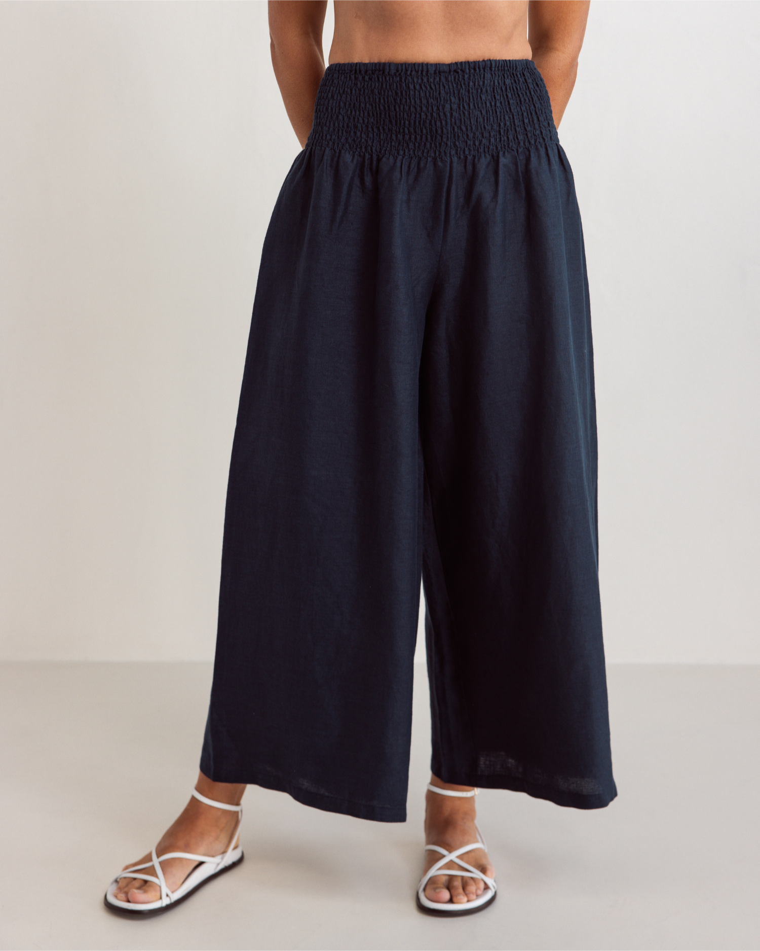 See Saw Shirred Waist Pant - Navy