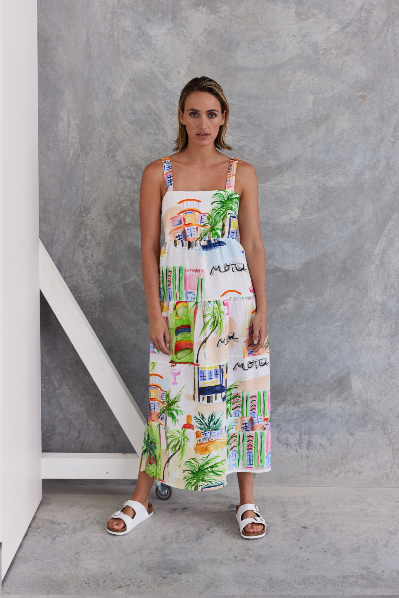 Wear Colour Sleeveless Tiered Maxi Dress - Motel Print