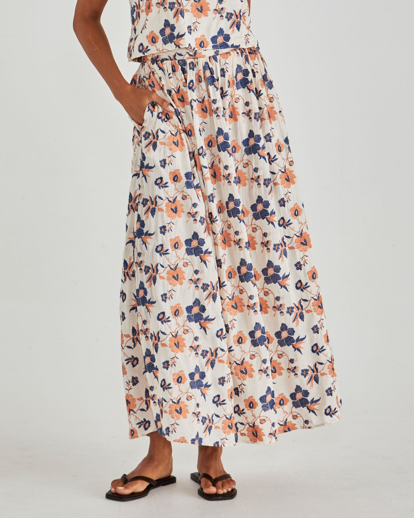 Sass Luca Full Skirt - Floral Embroidery