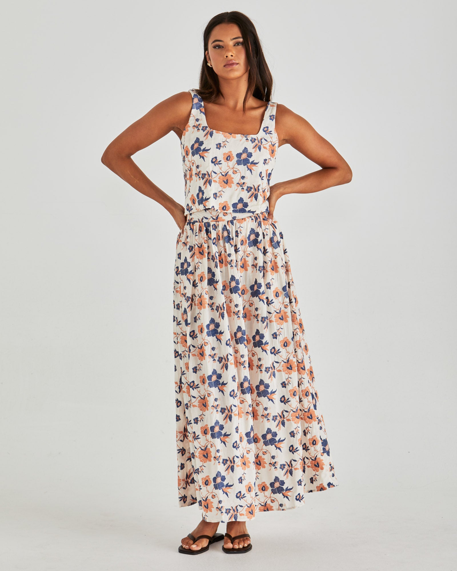 Sass Luca Full Skirt - Floral Embroidery
