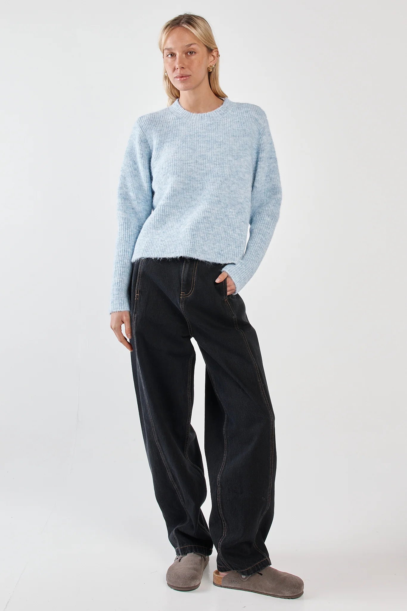 Sass Marli Boxy Rib Knit - Pale Blue