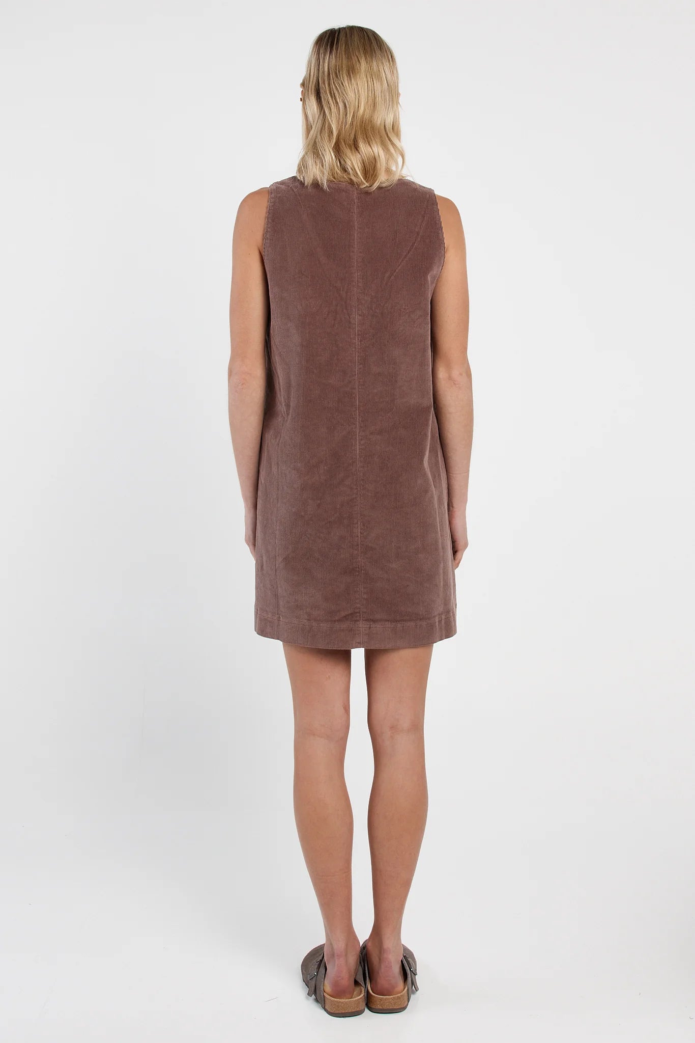 Sass Parco Cord Shift Dress - Mushroom