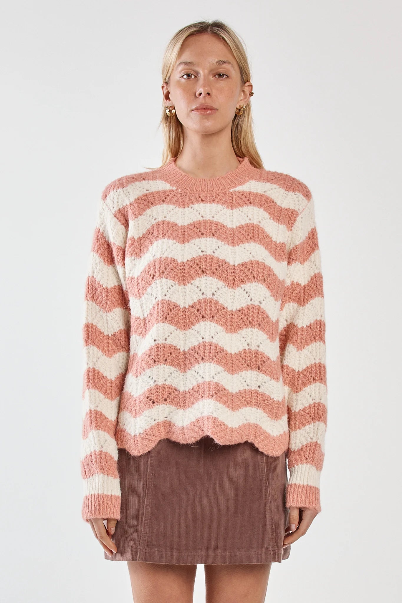 Sass Nikkita Wavy Stripe Knit - Cream/Pink
