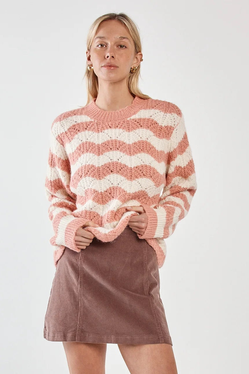Sass Nikkita Wavy Stripe Knit - Cream/Pink