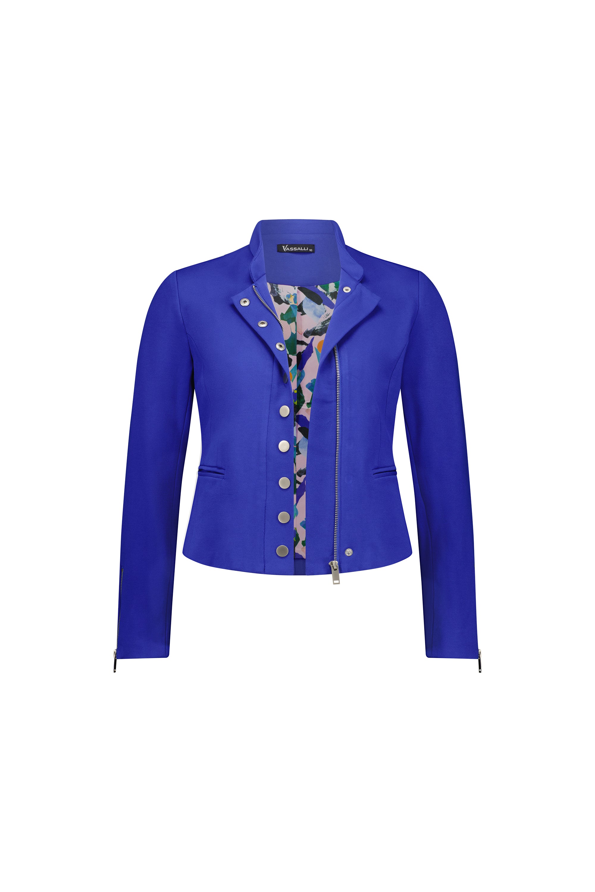 Vassalli Military Style Zip Up Jacket - Royal Blue