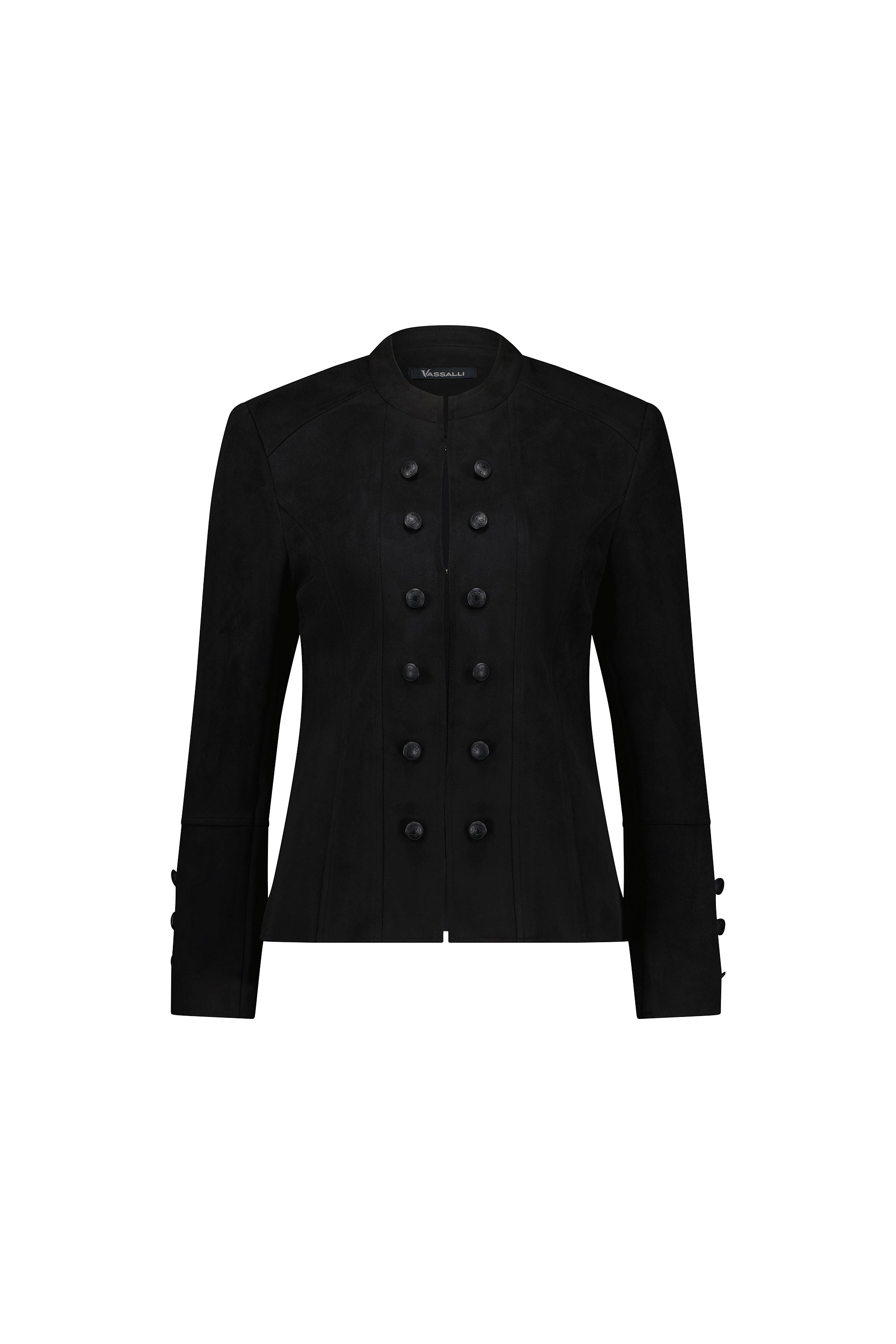Vassalli Military Style with Button Front Detail - Black