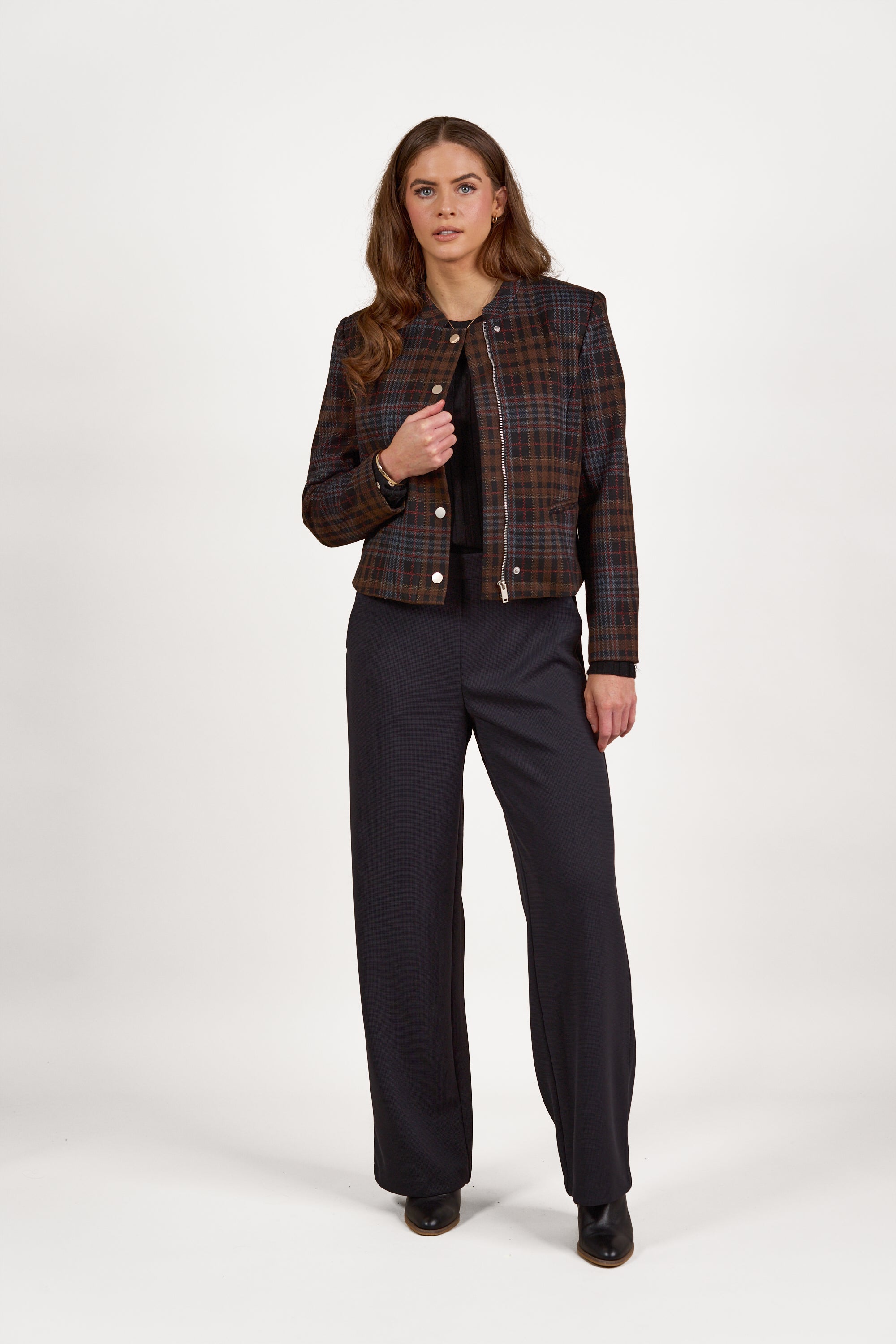 Vassalli Plaid Collarless Jacket - Soho