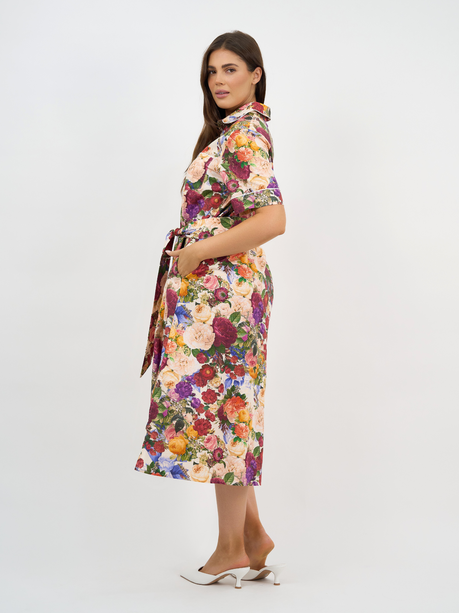 Liberty Rose Bloom Floral Belted Shirt Dress