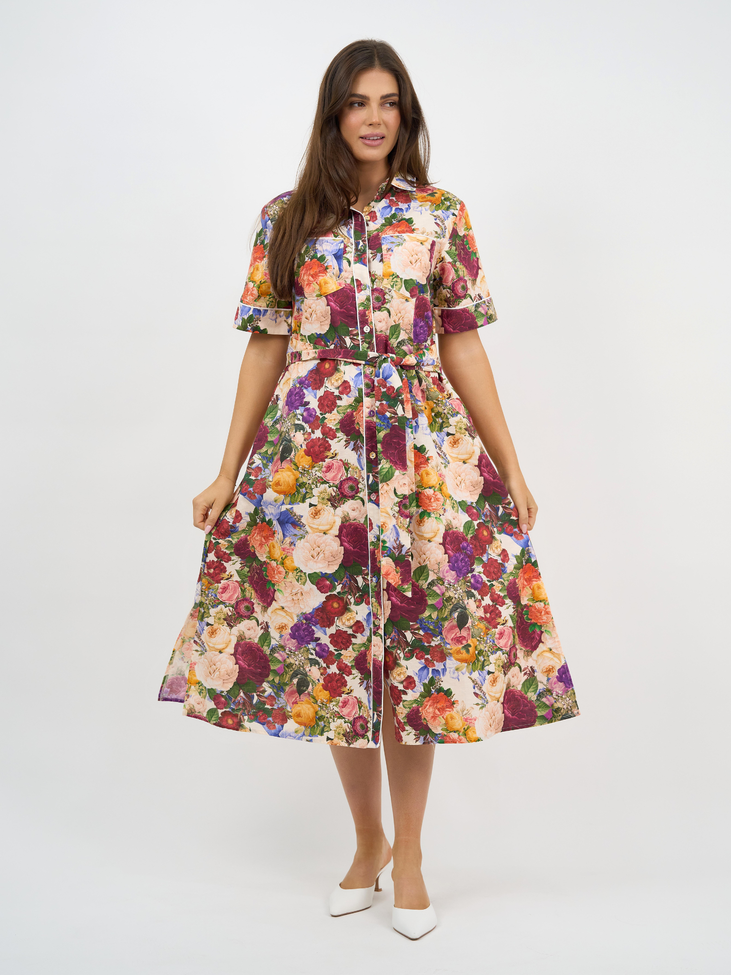 Liberty Rose Bloom Floral Belted Shirt Dress