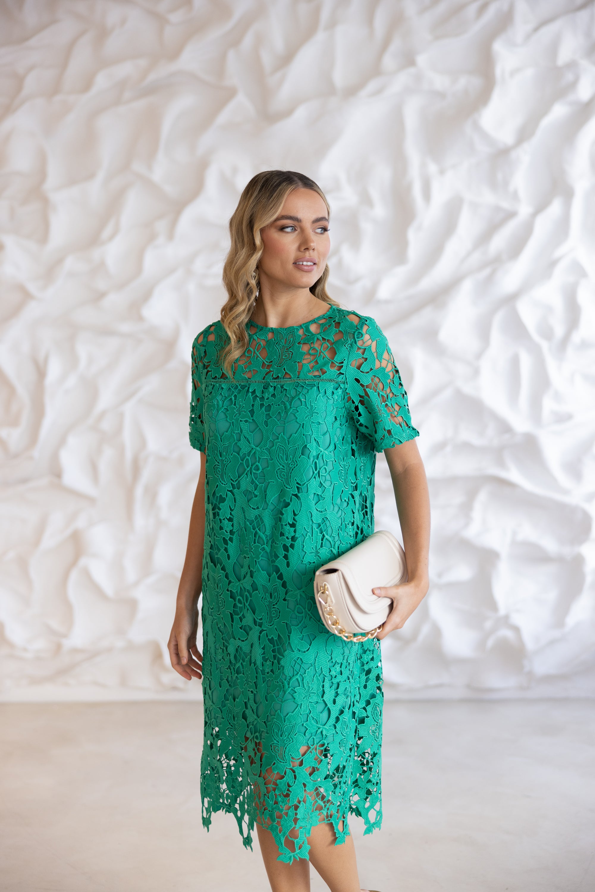 Two T's Guipure Lace Dress - Emerald