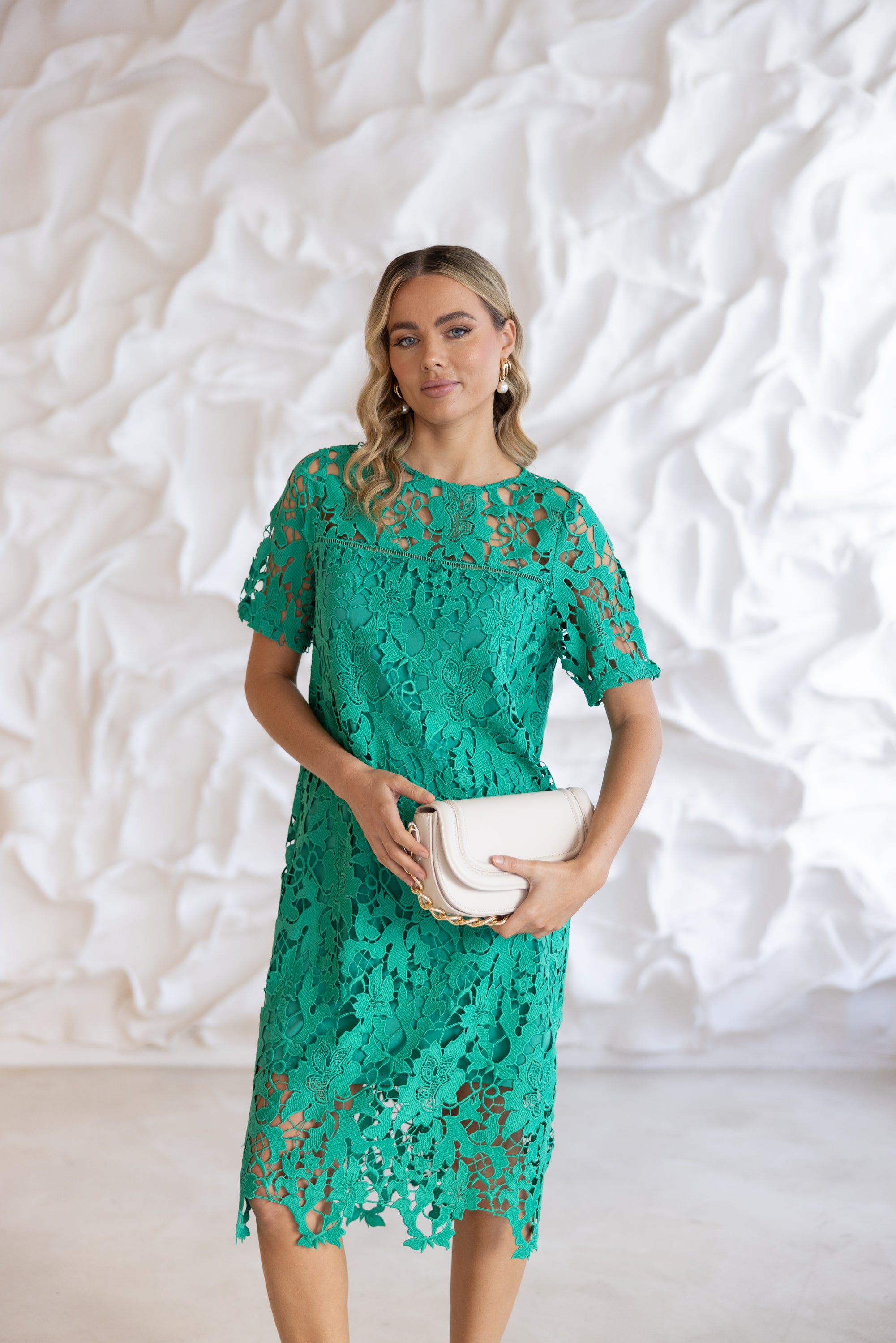 Two T's Guipure Lace Dress - Emerald