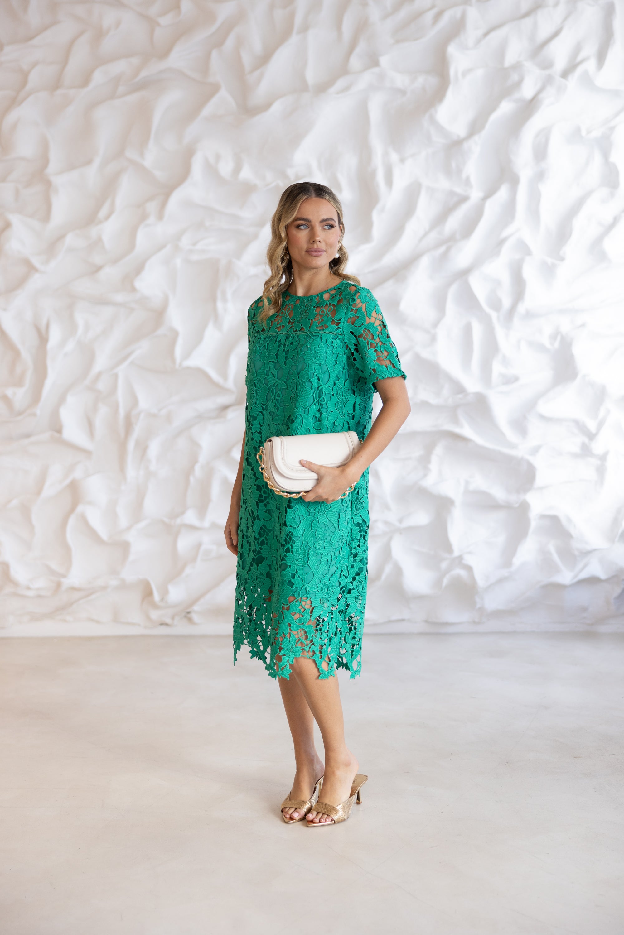 Two T's Guipure Lace Dress - Emerald