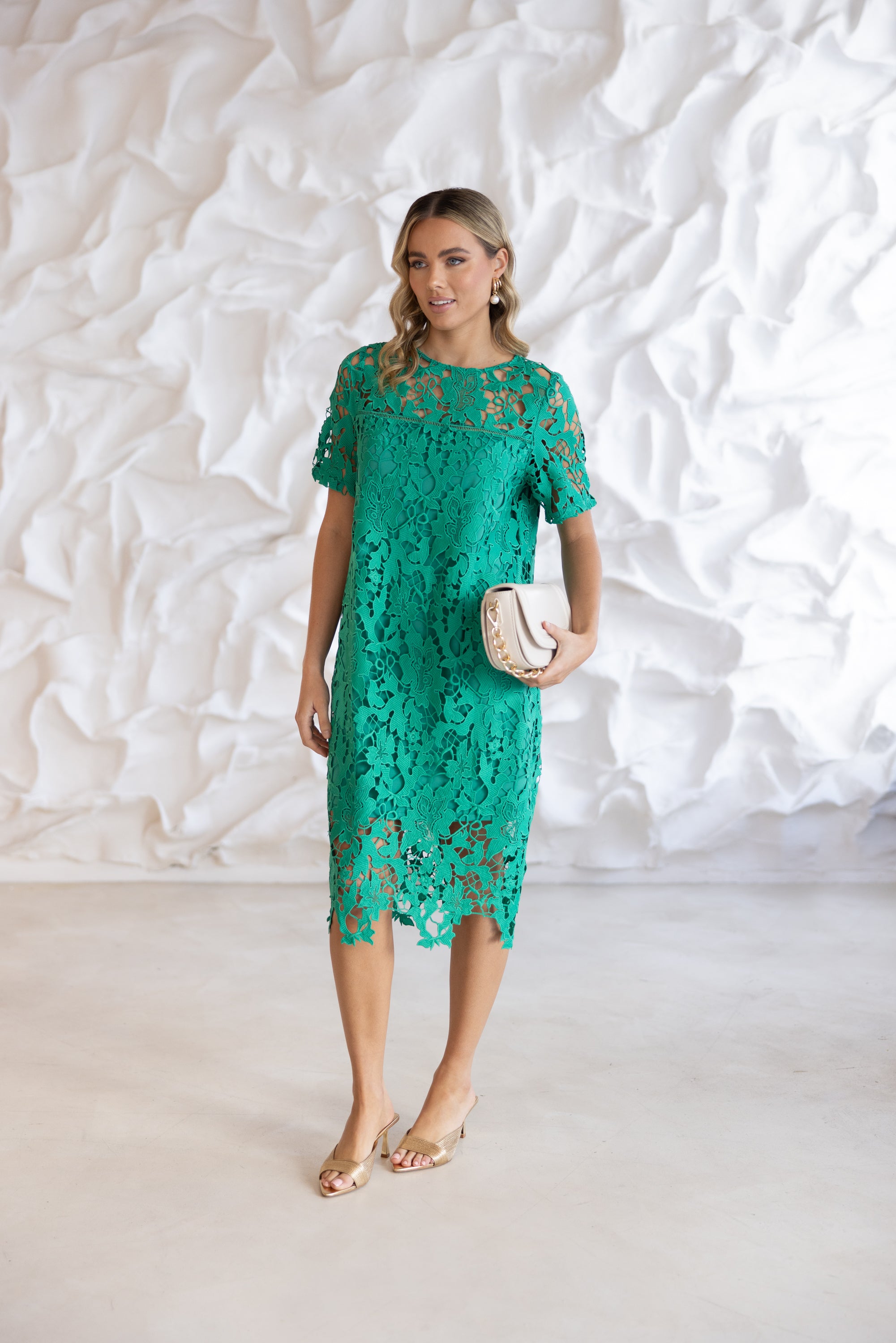 Two T's Guipure Lace Dress - Emerald